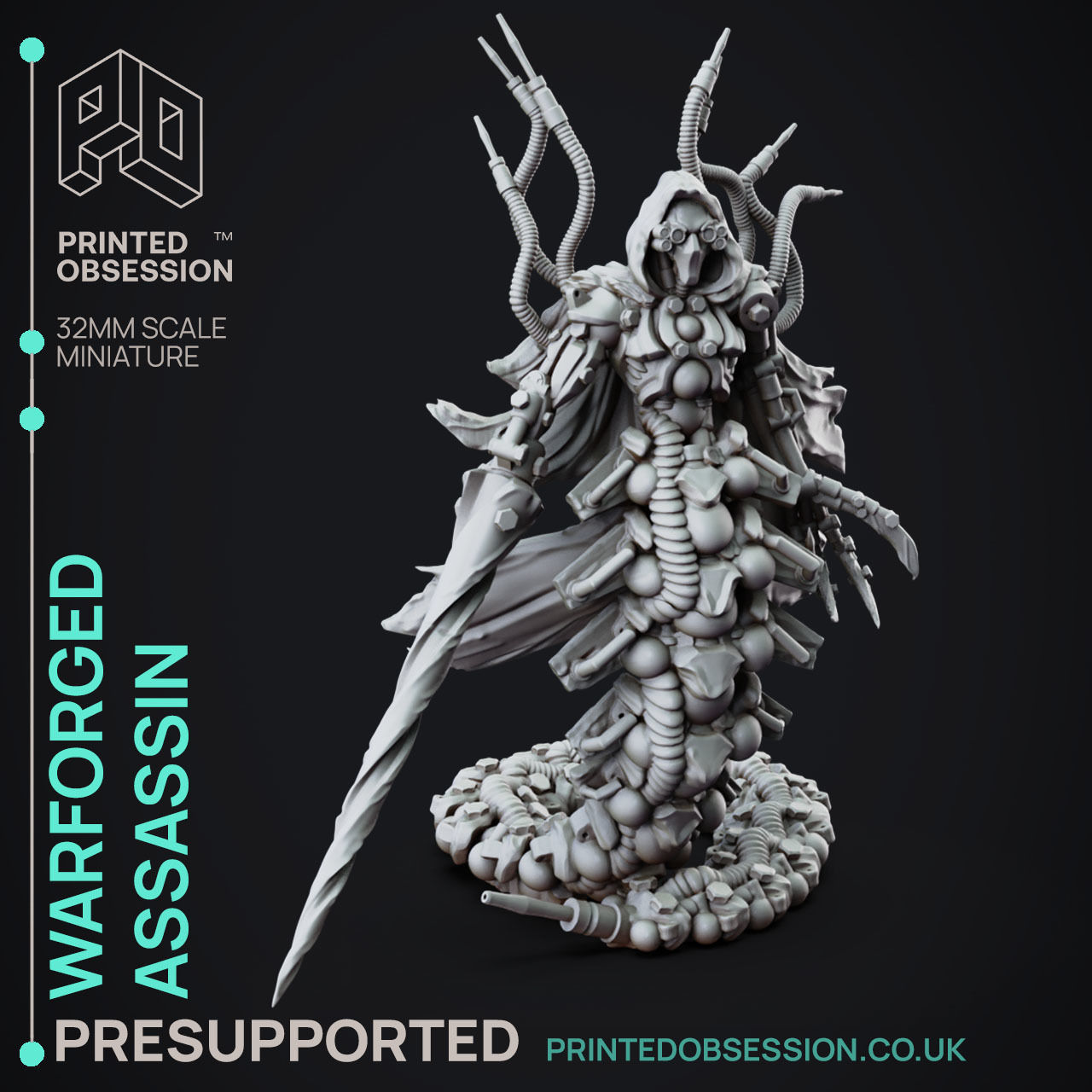 Warforged Assassin - 3D Printable TTRPG - PRESUPPORTED - 32mm 3D print model_3
