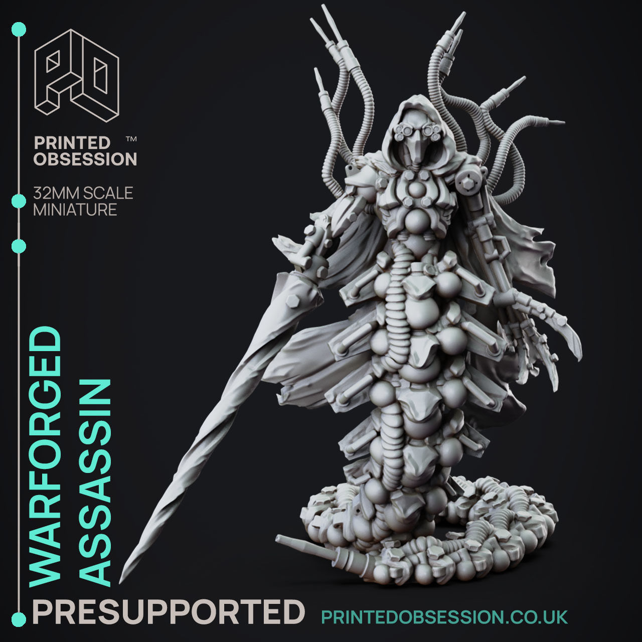 Warforged Assassin - 3D Printable TTRPG - PRESUPPORTED - 32mm 3D print model_4
