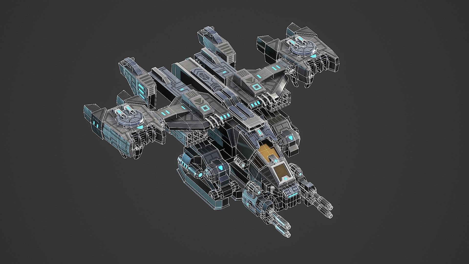 Ship Space Low-poly 3D model_1