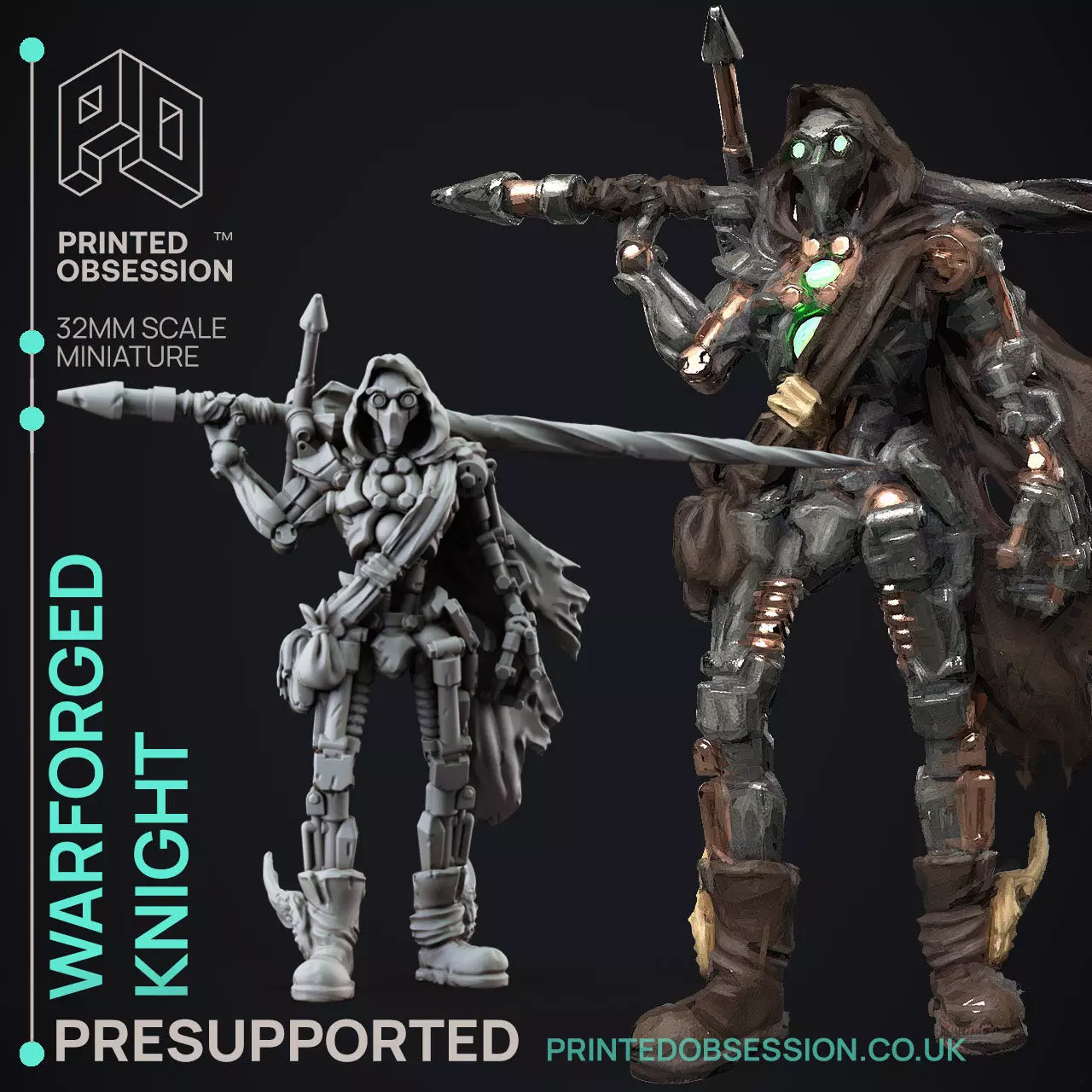 Warforged Knight - 3D Printable TTRPG - PRESUPPORTED - 32mm 3D print model