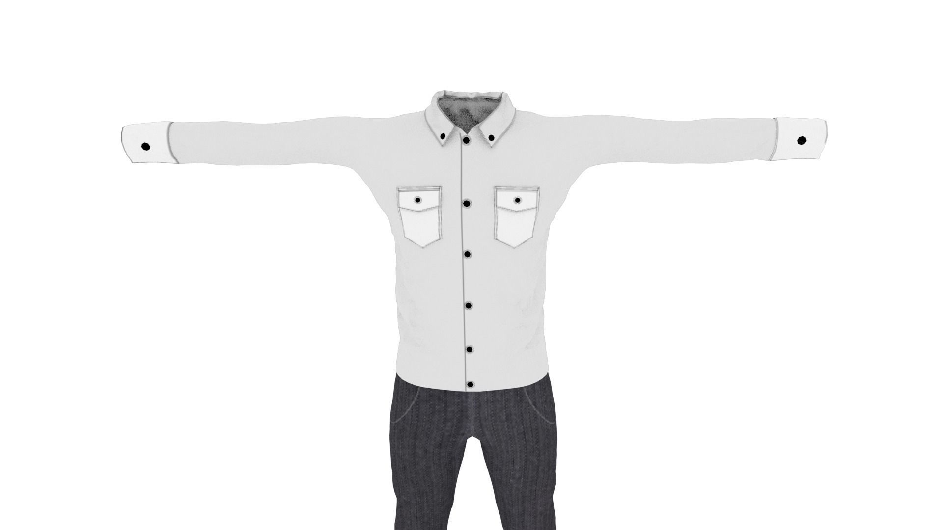 Man Clothing Low-poly 3D model_5