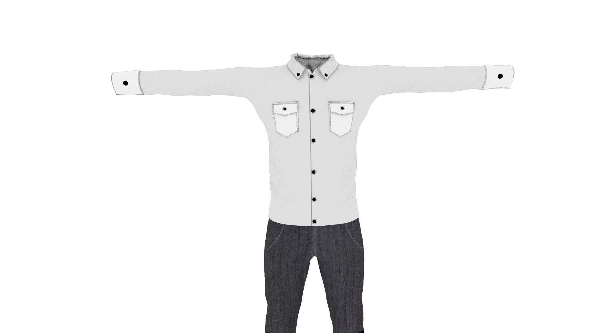 Man Clothing Low-poly 3D model_2
