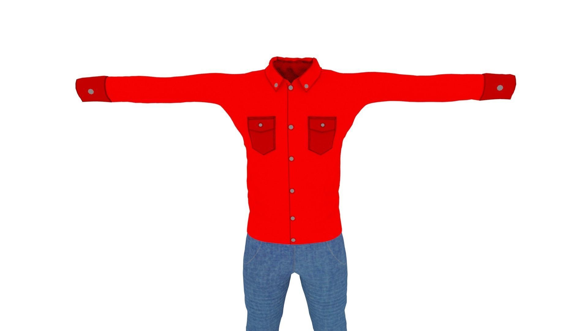 Man Clothing Low-poly 3D model_5