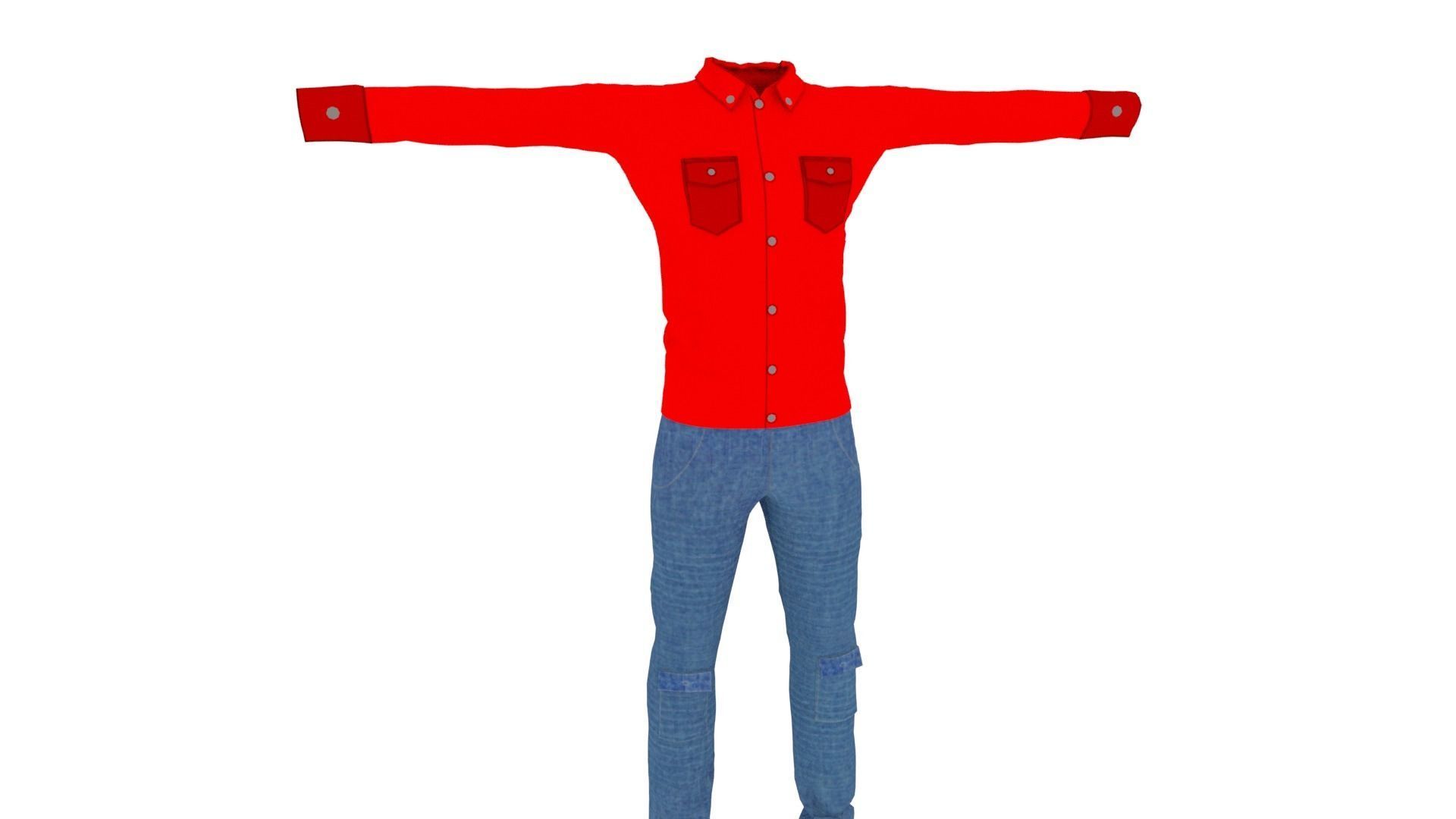 Man Clothing Low-poly 3D model_1