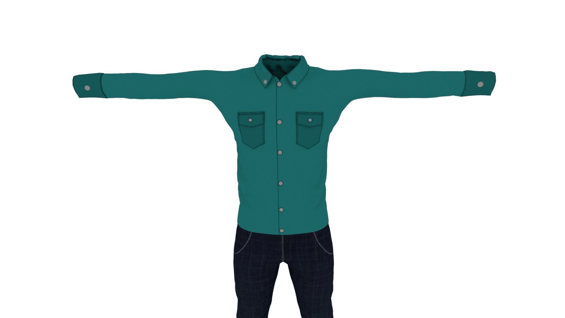 Man Clothing Low-poly 3D model_5