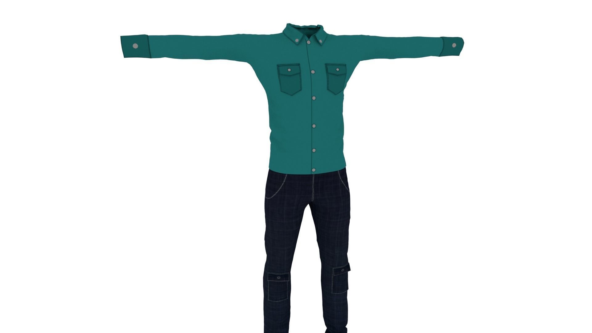 Man Clothing Low-poly 3D model_1