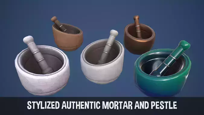 Stylized Authentic Mortar and Pestle