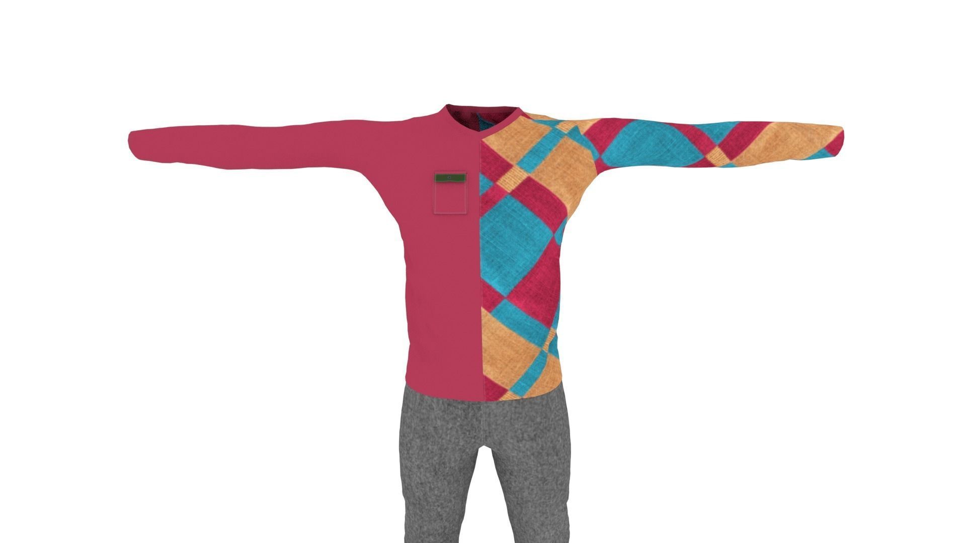 Man Clothing Low-poly 3D model_5