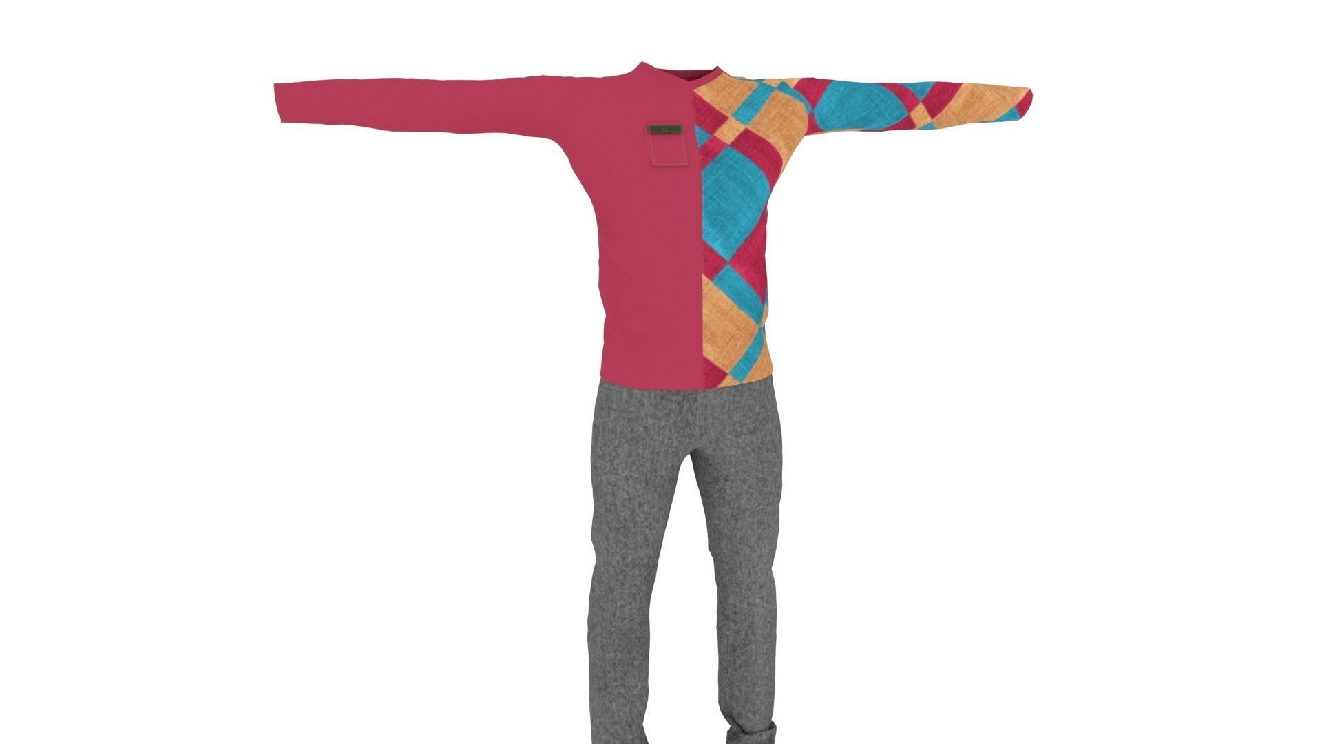 Man Clothing Low-poly 3D model_1
