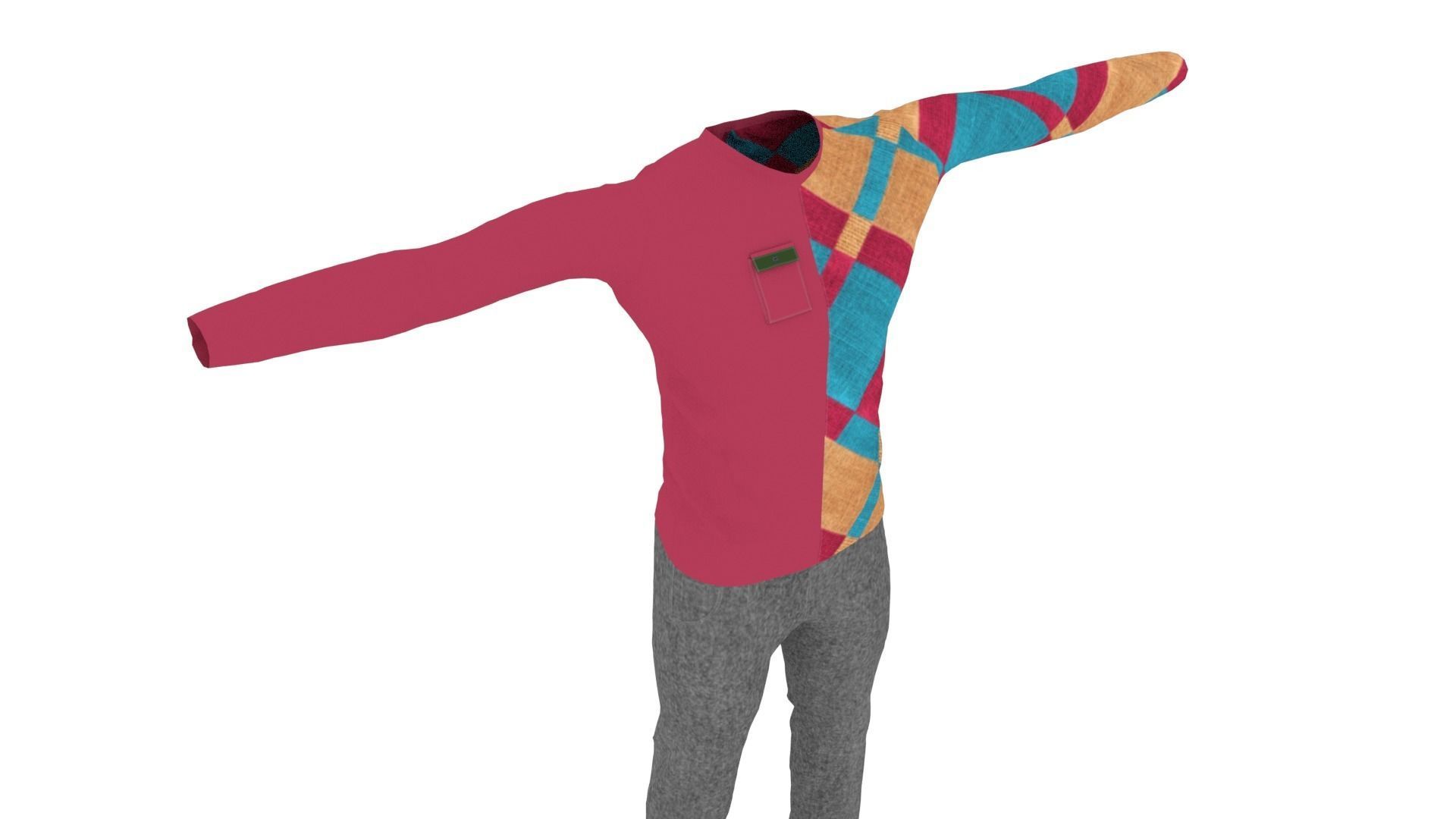 Man Clothing Low-poly 3D model_4