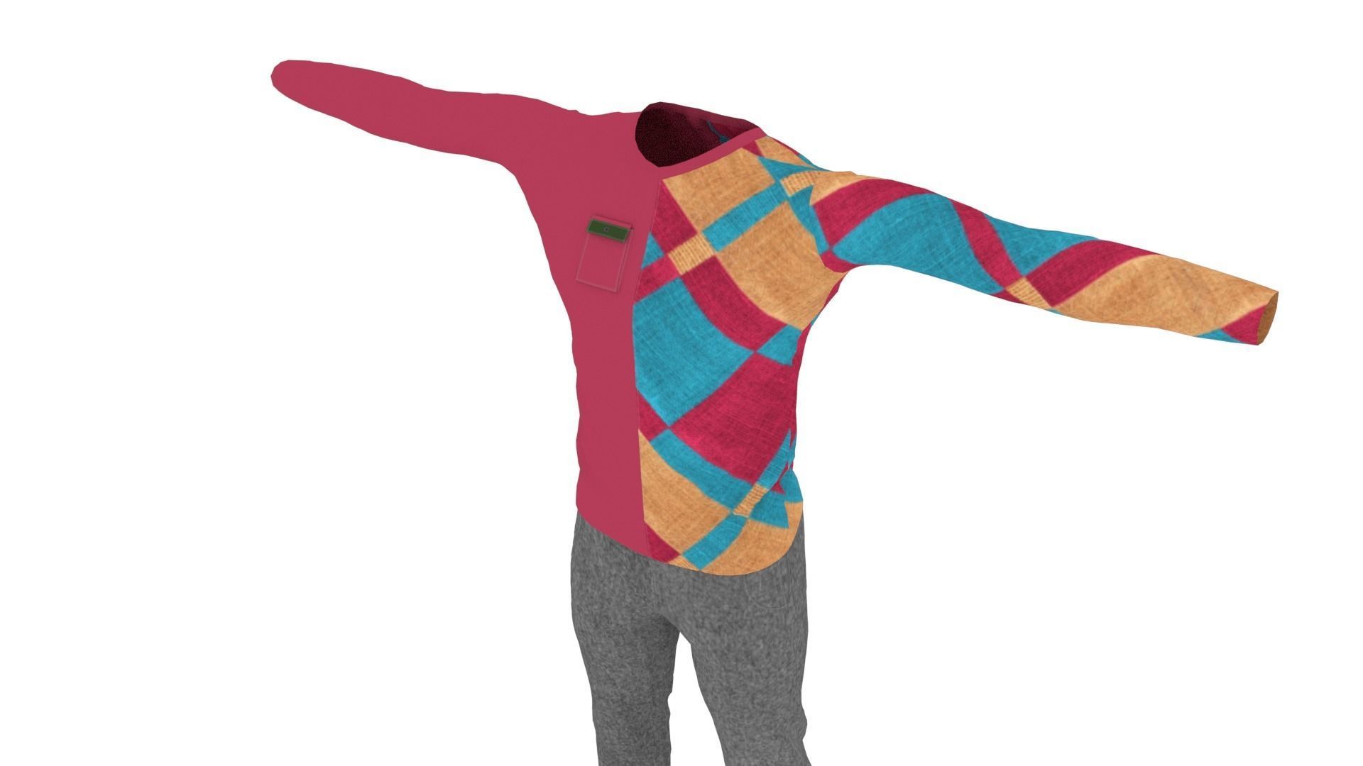 Man Clothing Low-poly 3D model_3