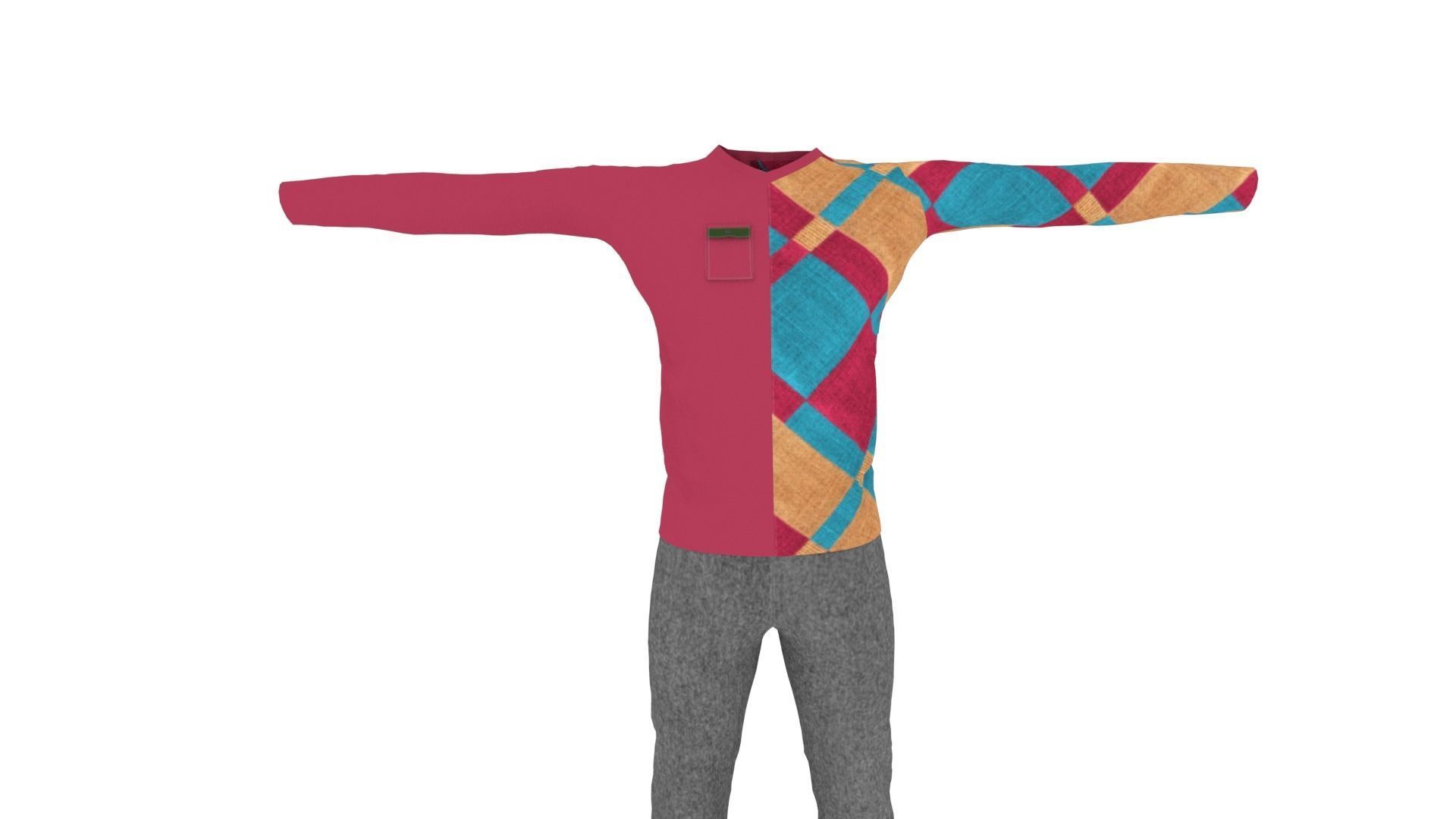 Man Clothing Low-poly 3D model_2