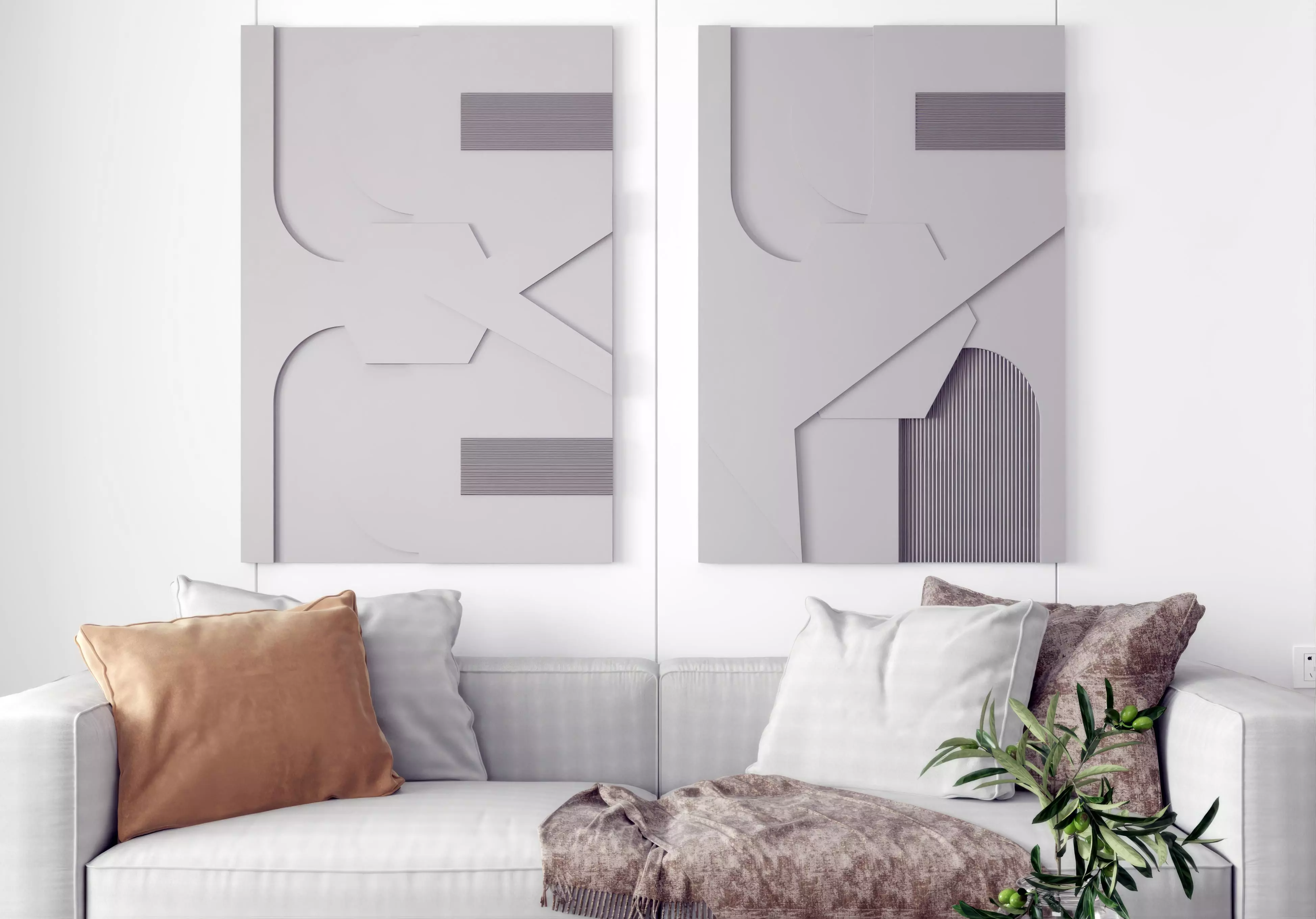 three-dimensional painting relief decorative Modern 3D model_0