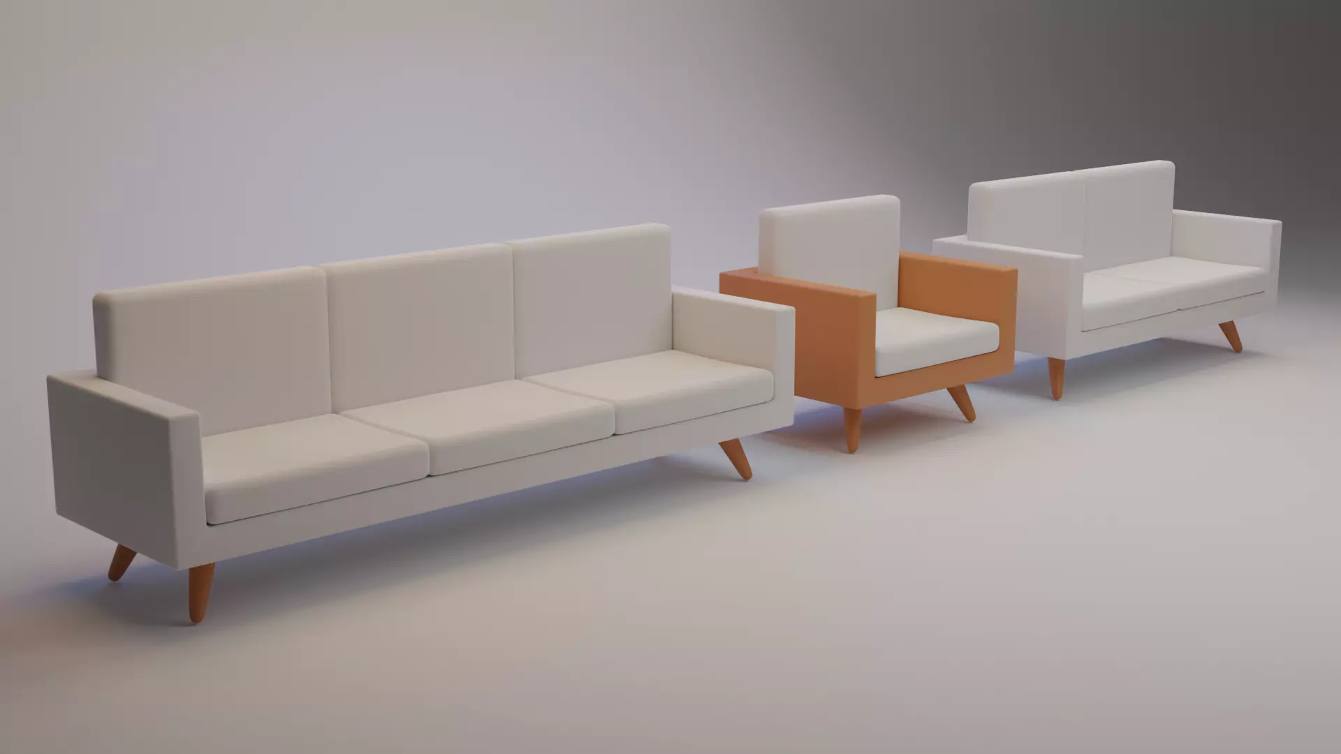 Expandable Sofa Set For Cartoon And Illustrations Or Games Low-poly 3D model_0