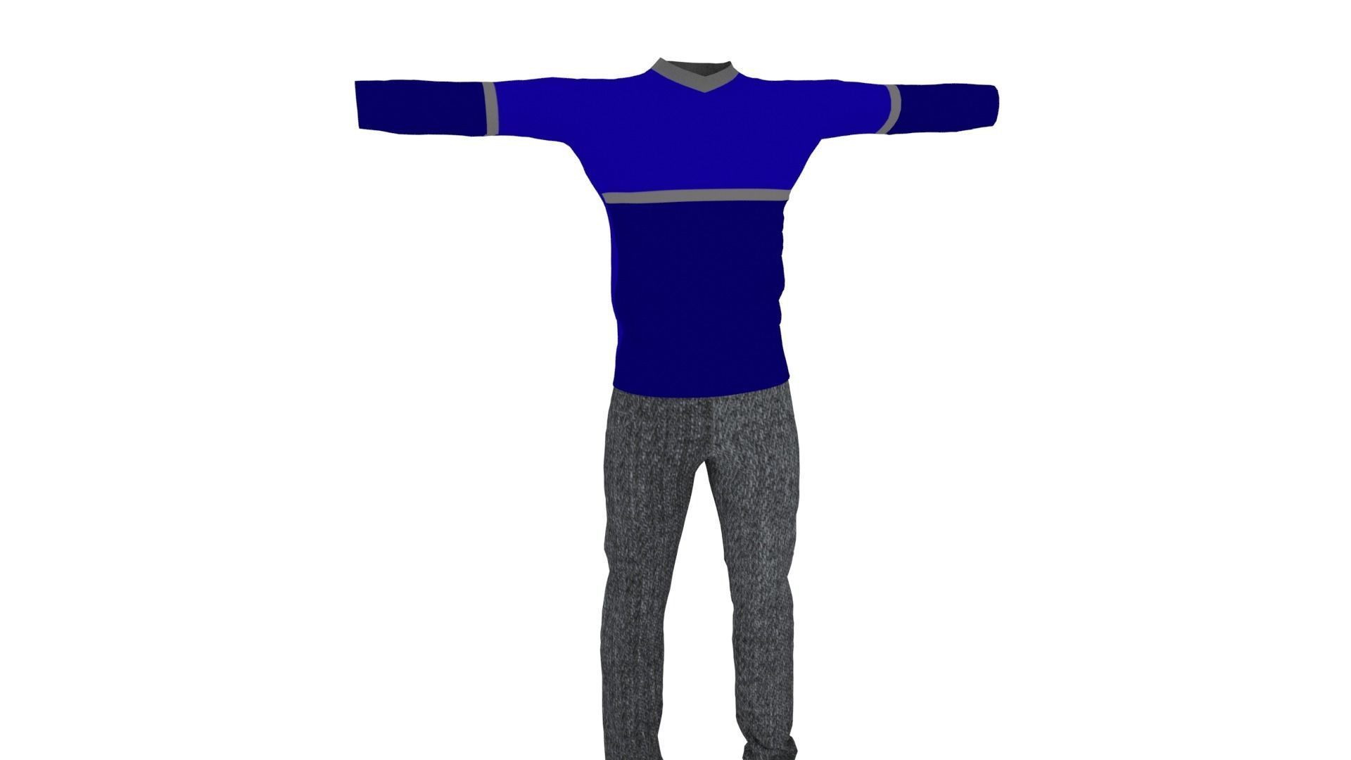 Man Clothing Low-poly 3D model_1
