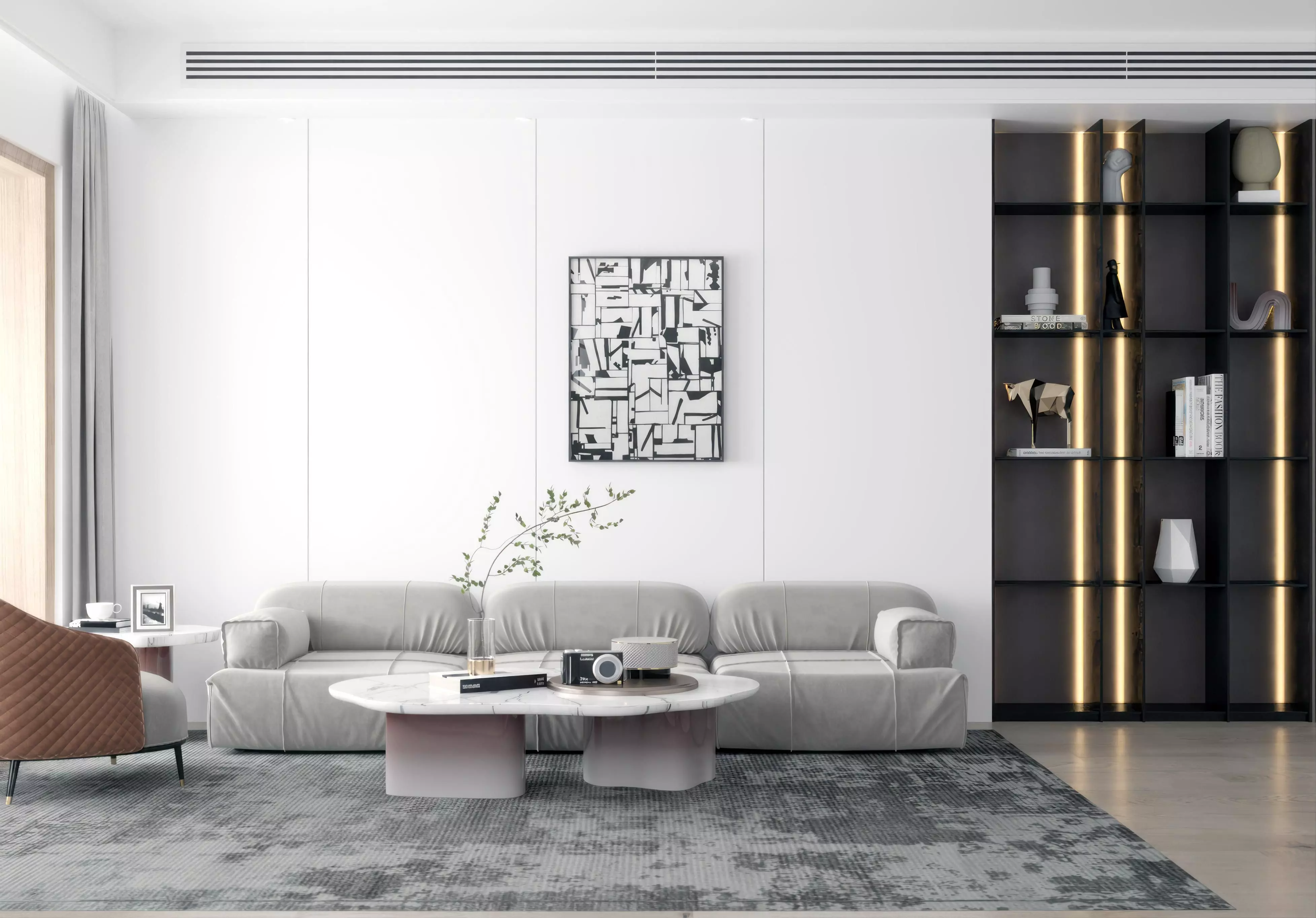 combination sofa table coffee and 3D model_0