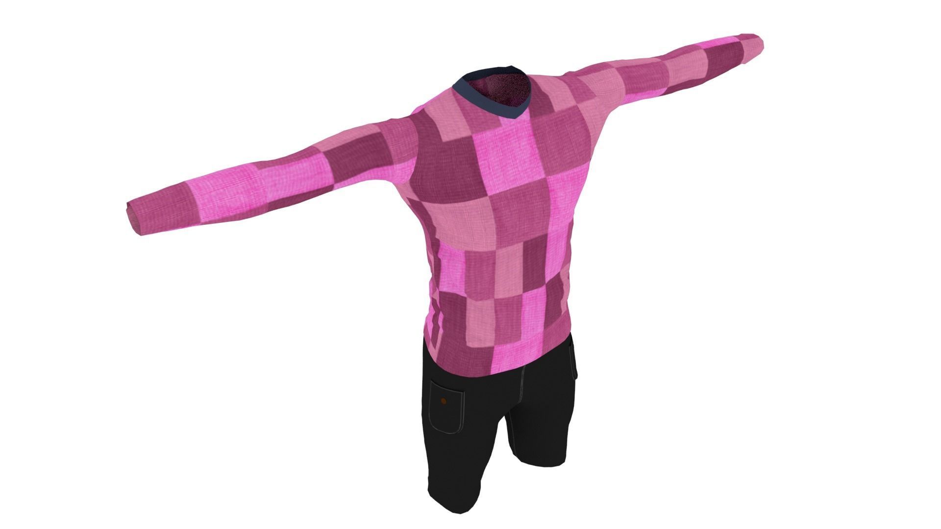 Man Outfit Low-poly 3D model_4