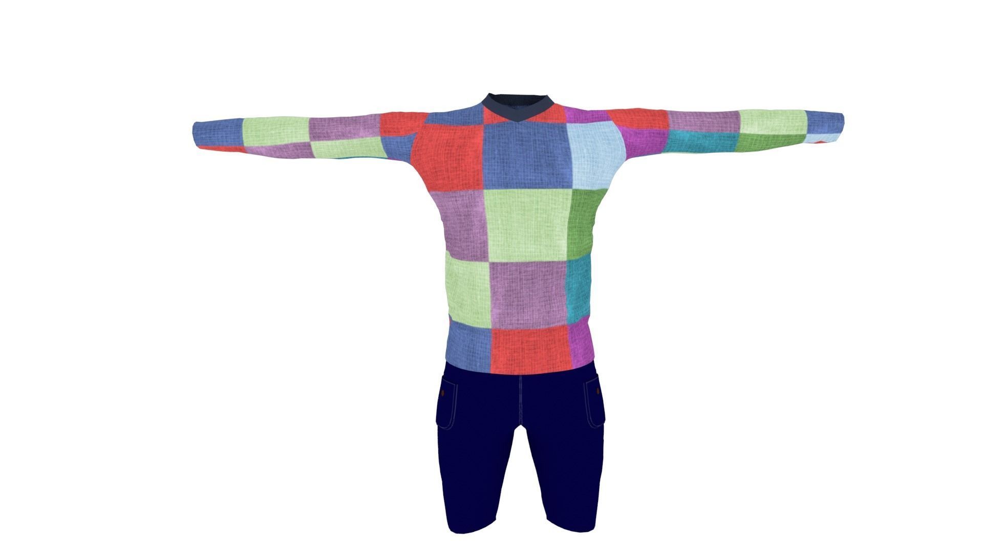 Man Outfit Low-poly 3D model_2