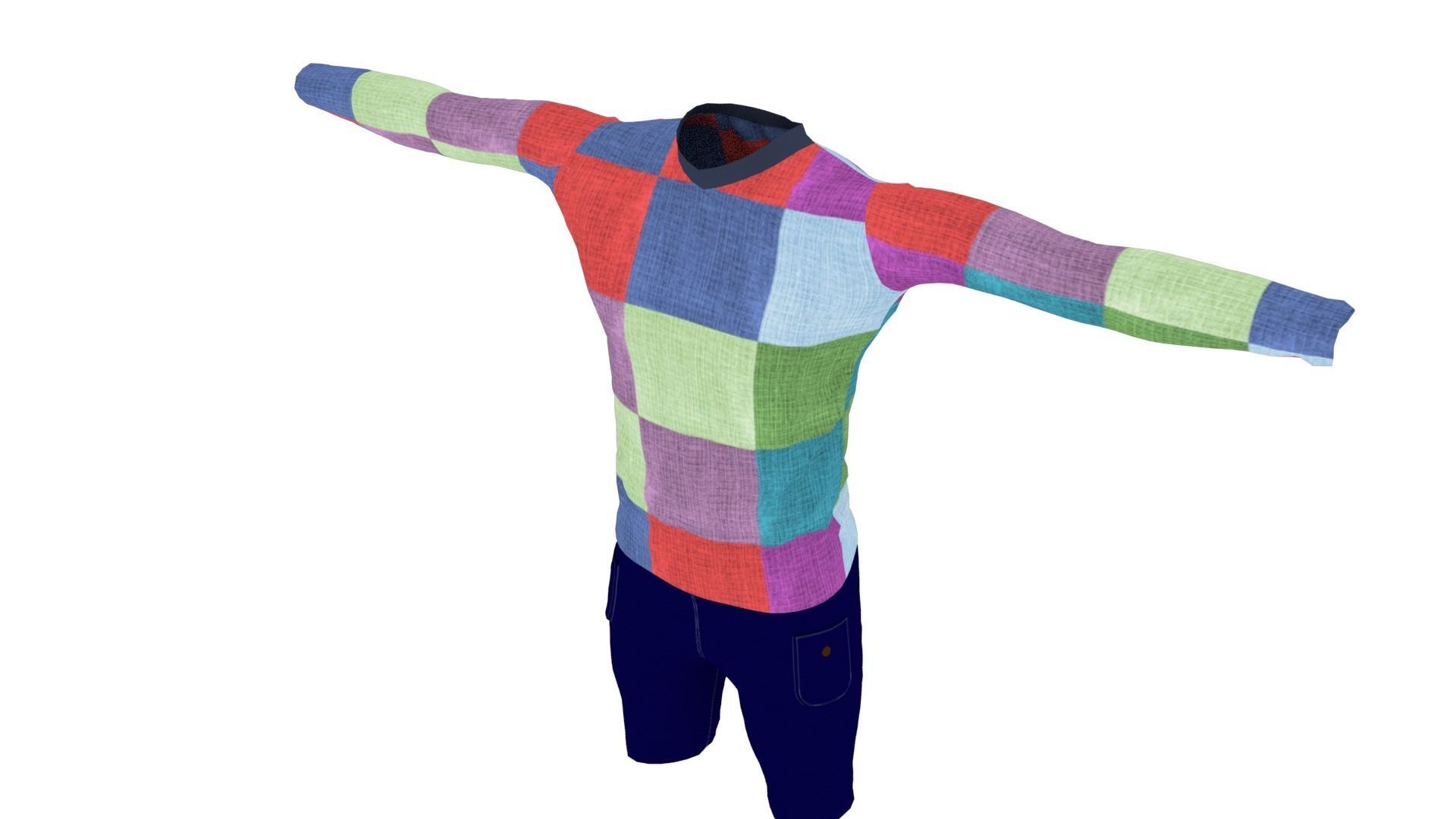 Man Outfit Low-poly 3D model_3