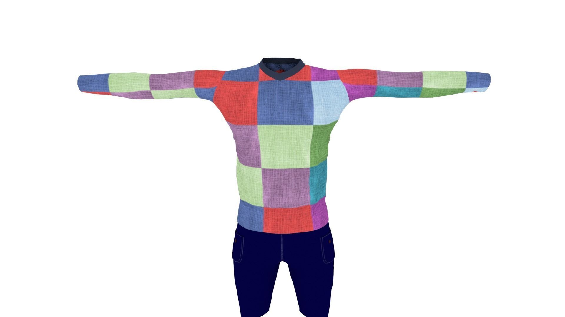 Man Outfit Low-poly 3D model_5