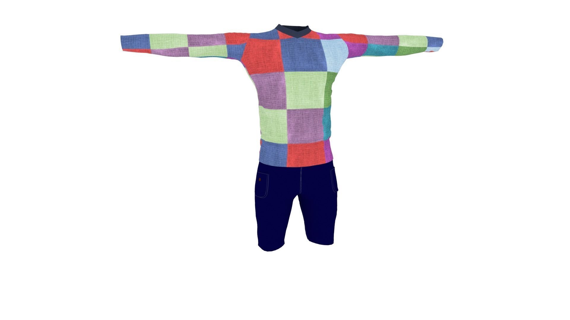 Man Outfit Low-poly 3D model_1