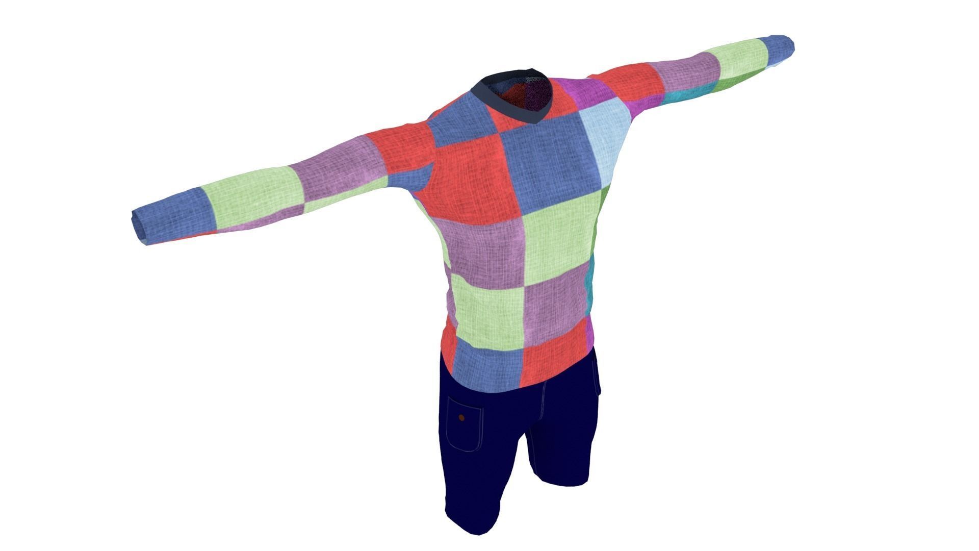 Man Outfit Low-poly 3D model_4