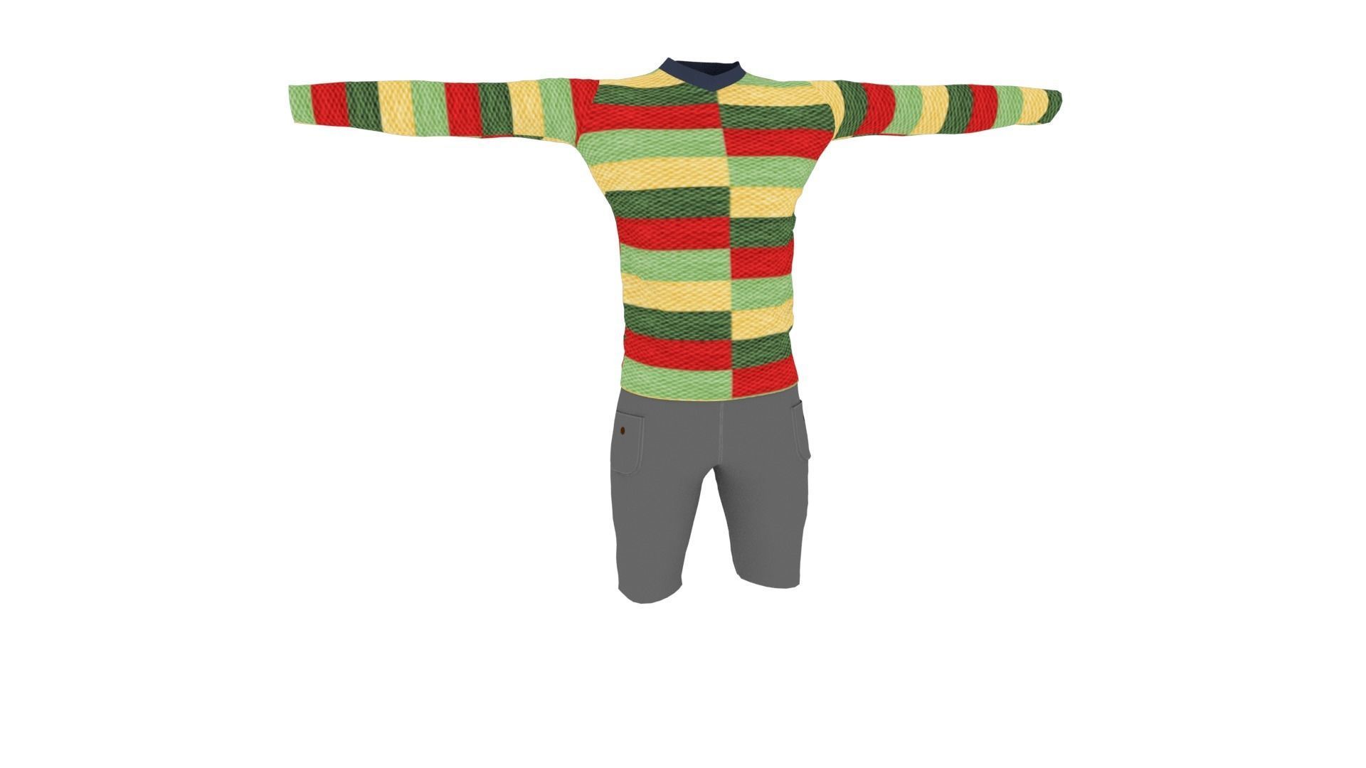 Man Outfit Low-poly 3D model_1