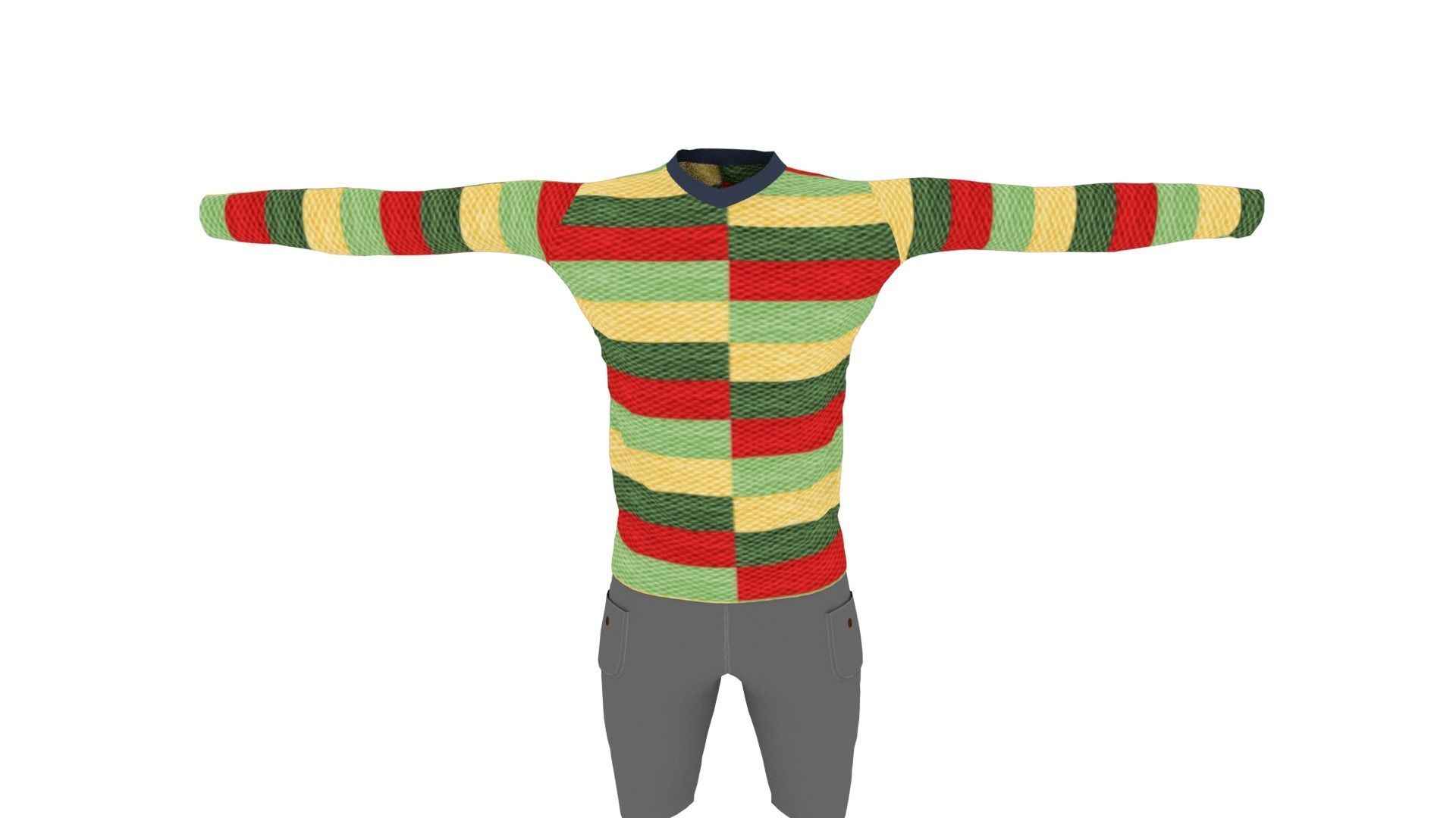 Man Outfit Low-poly 3D model_5
