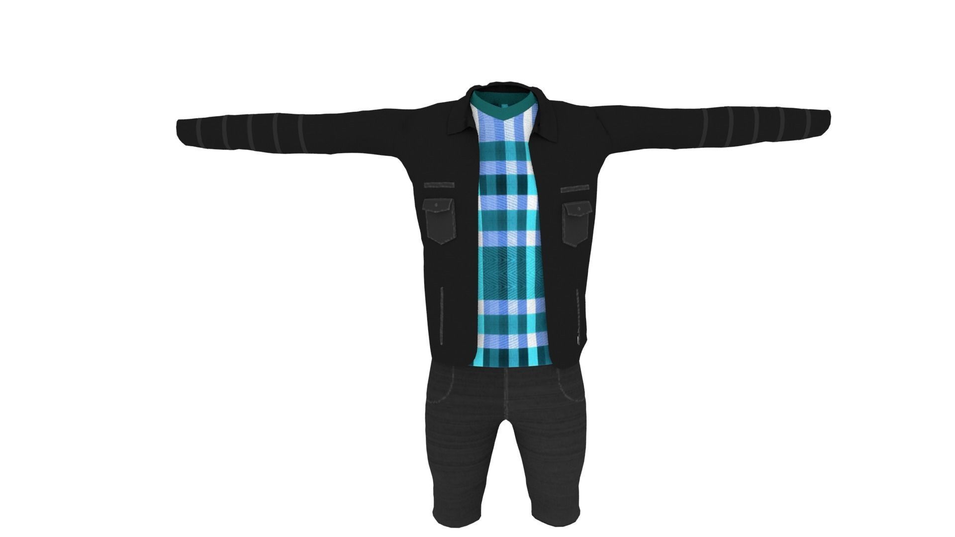 Man Outfit Low-poly 3D model_2