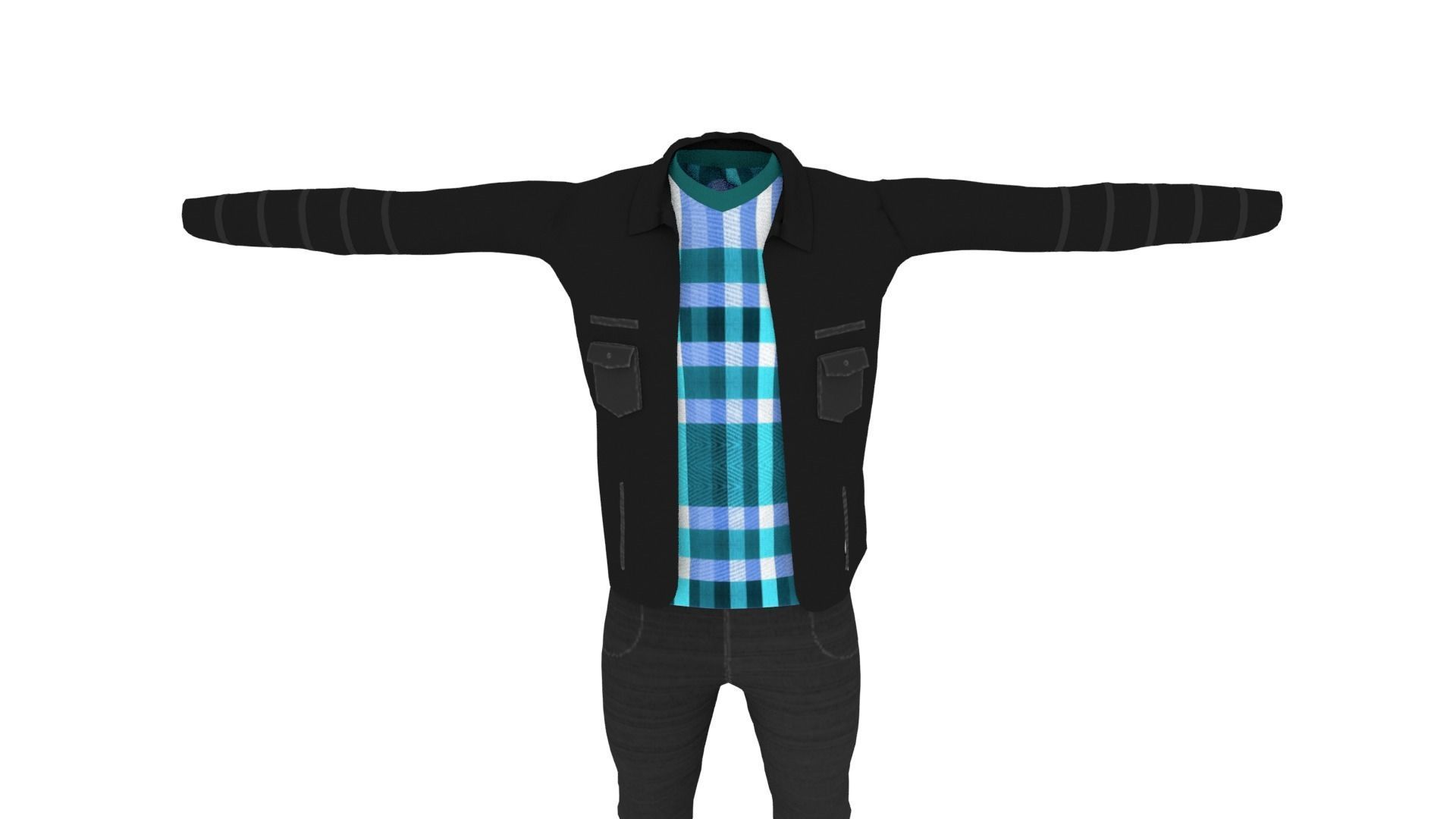 Man Outfit Low-poly 3D model_5