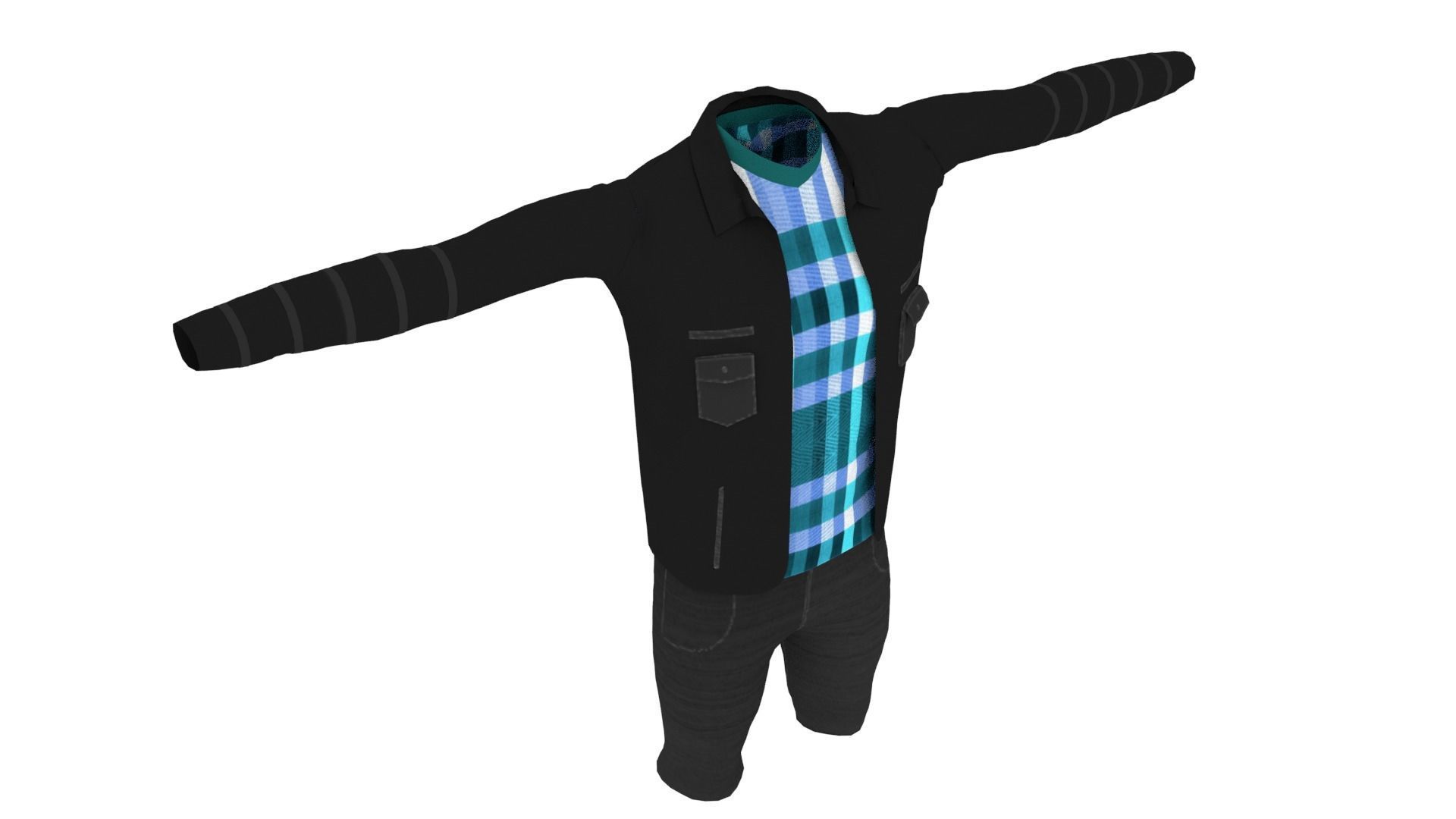 Man Outfit Low-poly 3D model_4