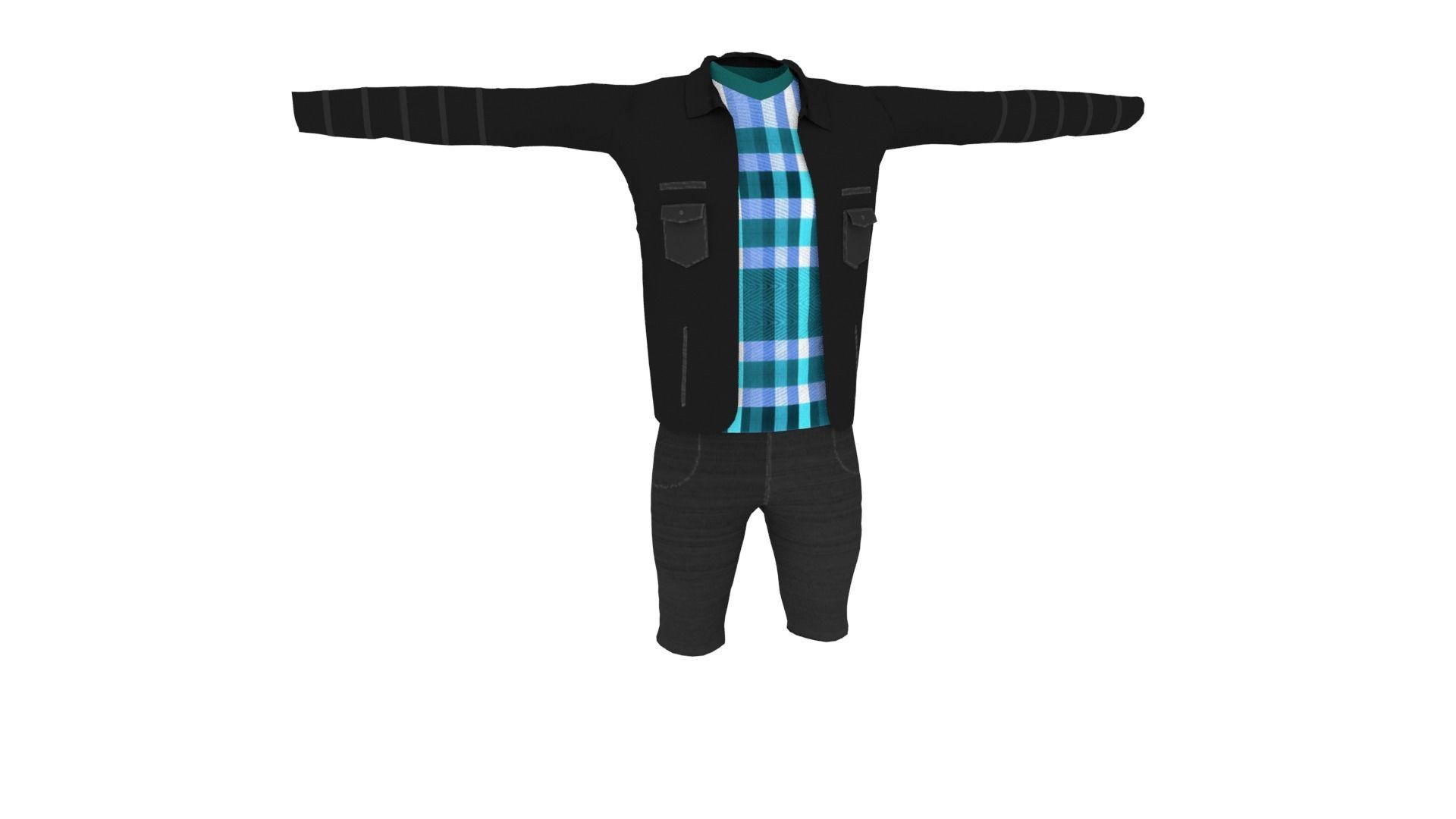 Man Outfit Low-poly 3D model_1