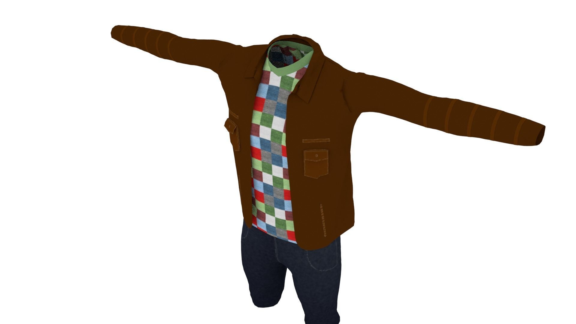 Man Outfit Low-poly 3D model_3