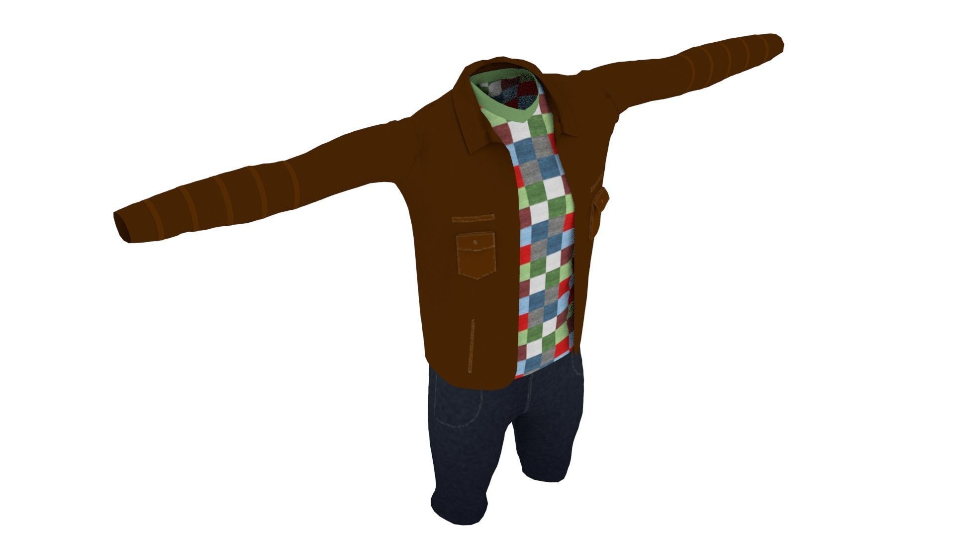 Man Outfit Low-poly 3D model_4