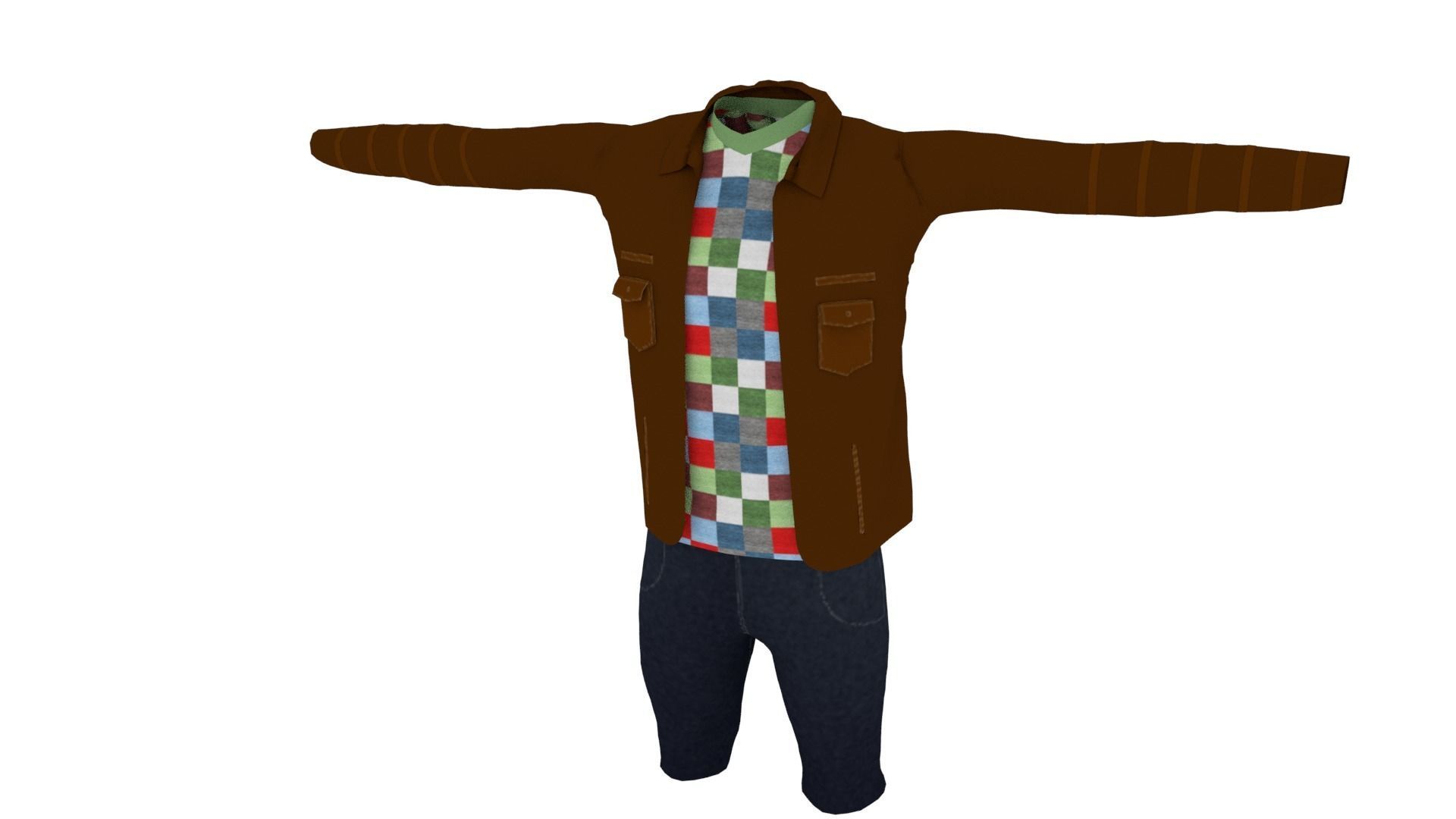 Man Outfit Low-poly 3D model_1