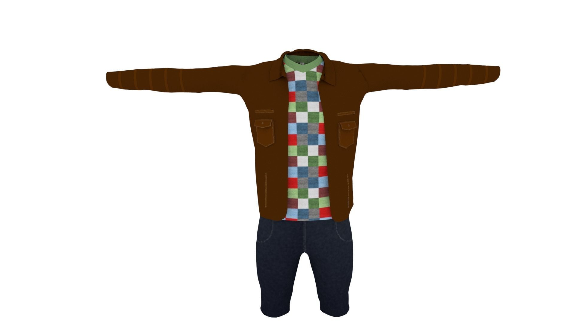 Man Outfit Low-poly 3D model_2