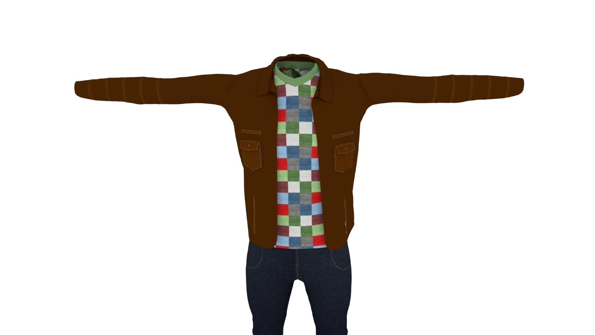 Man Outfit Low-poly 3D model_5
