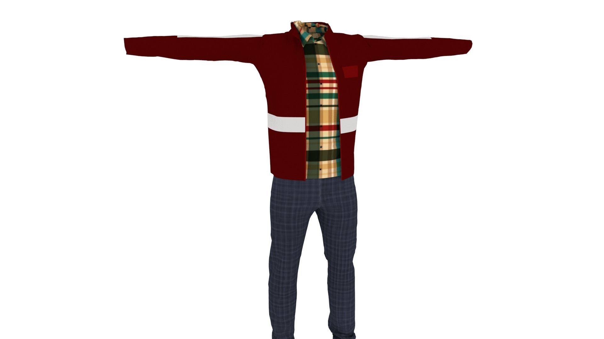 Man Outfit Low-poly 3D model_1