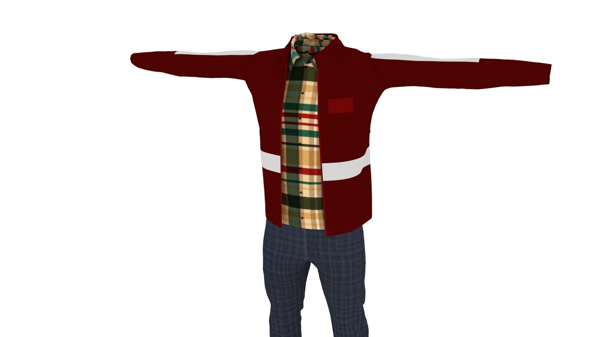 Man Outfit Low-poly 3D model_2