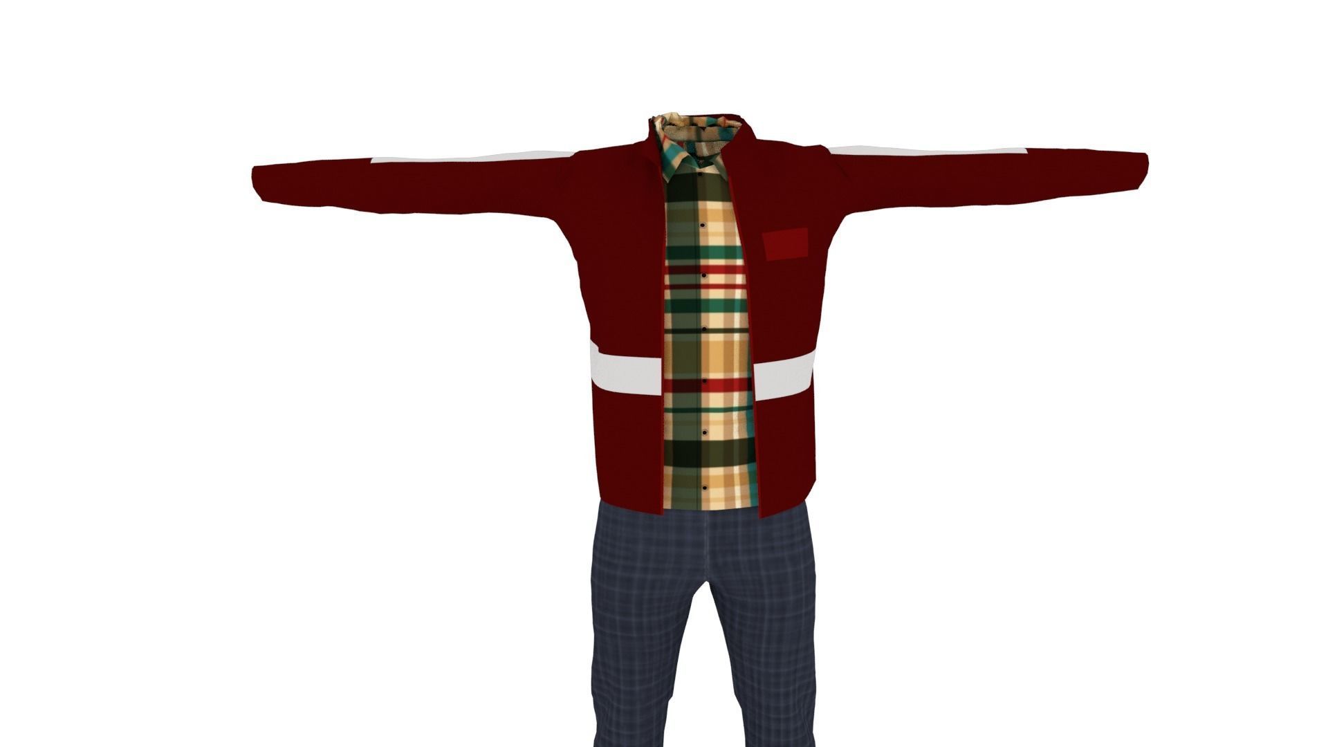 Man Outfit Low-poly 3D model_3
