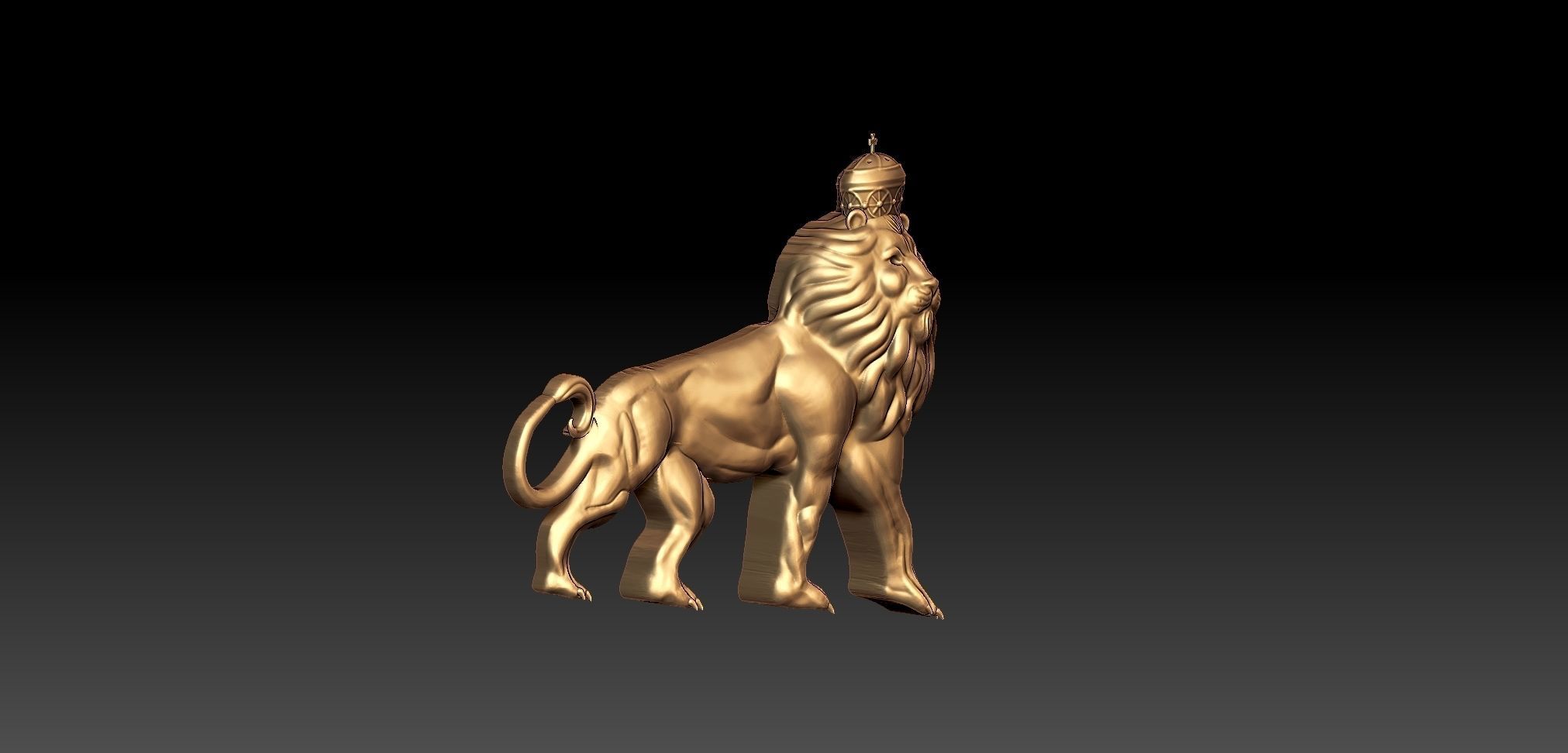crown lion Pendant 3D print model_2