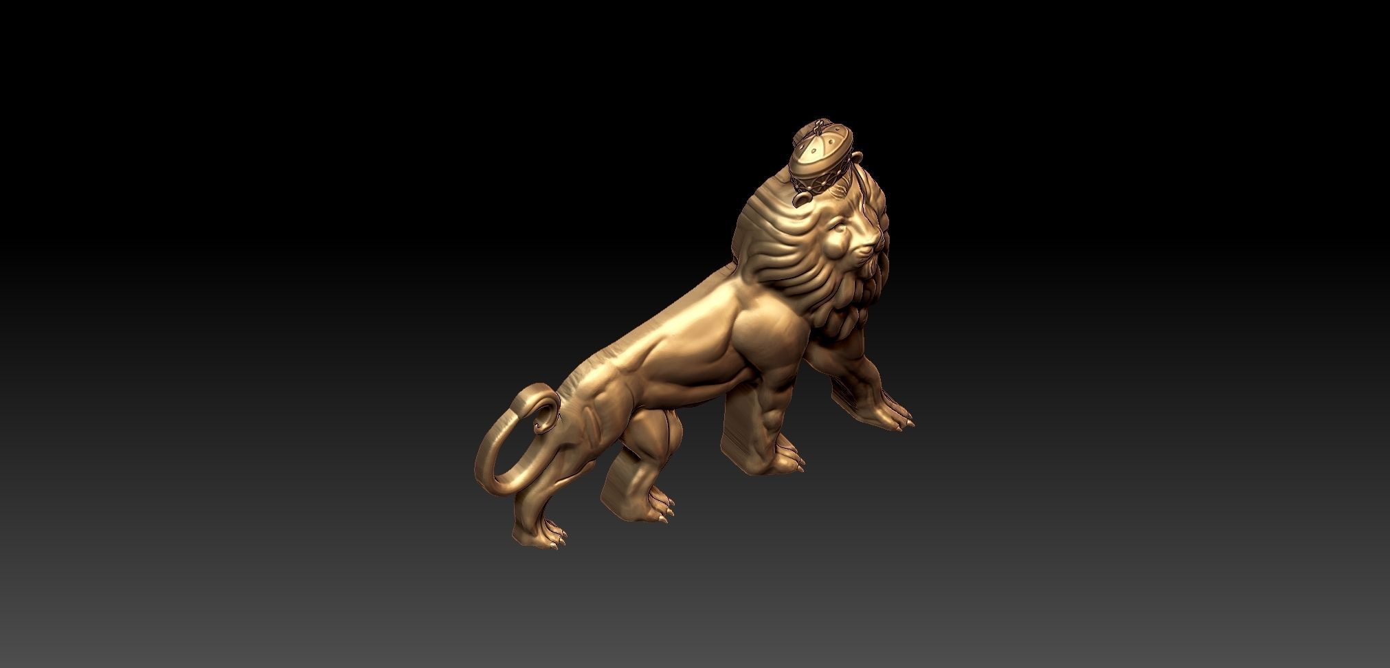 crown lion Pendant 3D print model_3