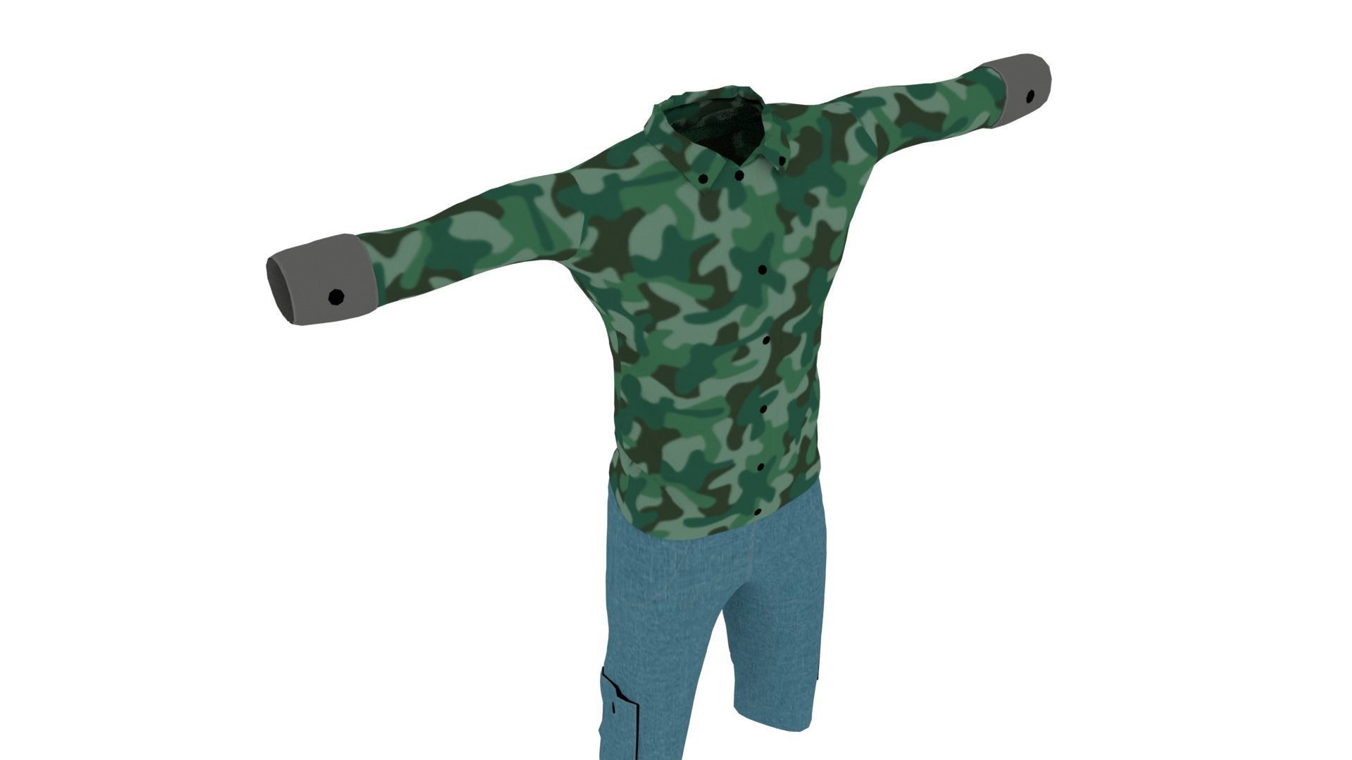 Man Outfit Low-poly 3D model_4