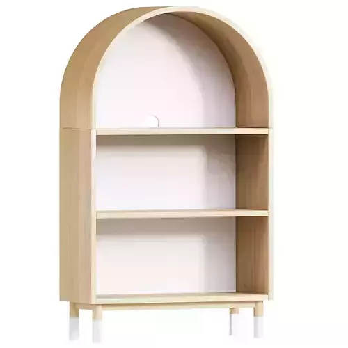 Aksel Wood Arched 3-Shelf Bookcase