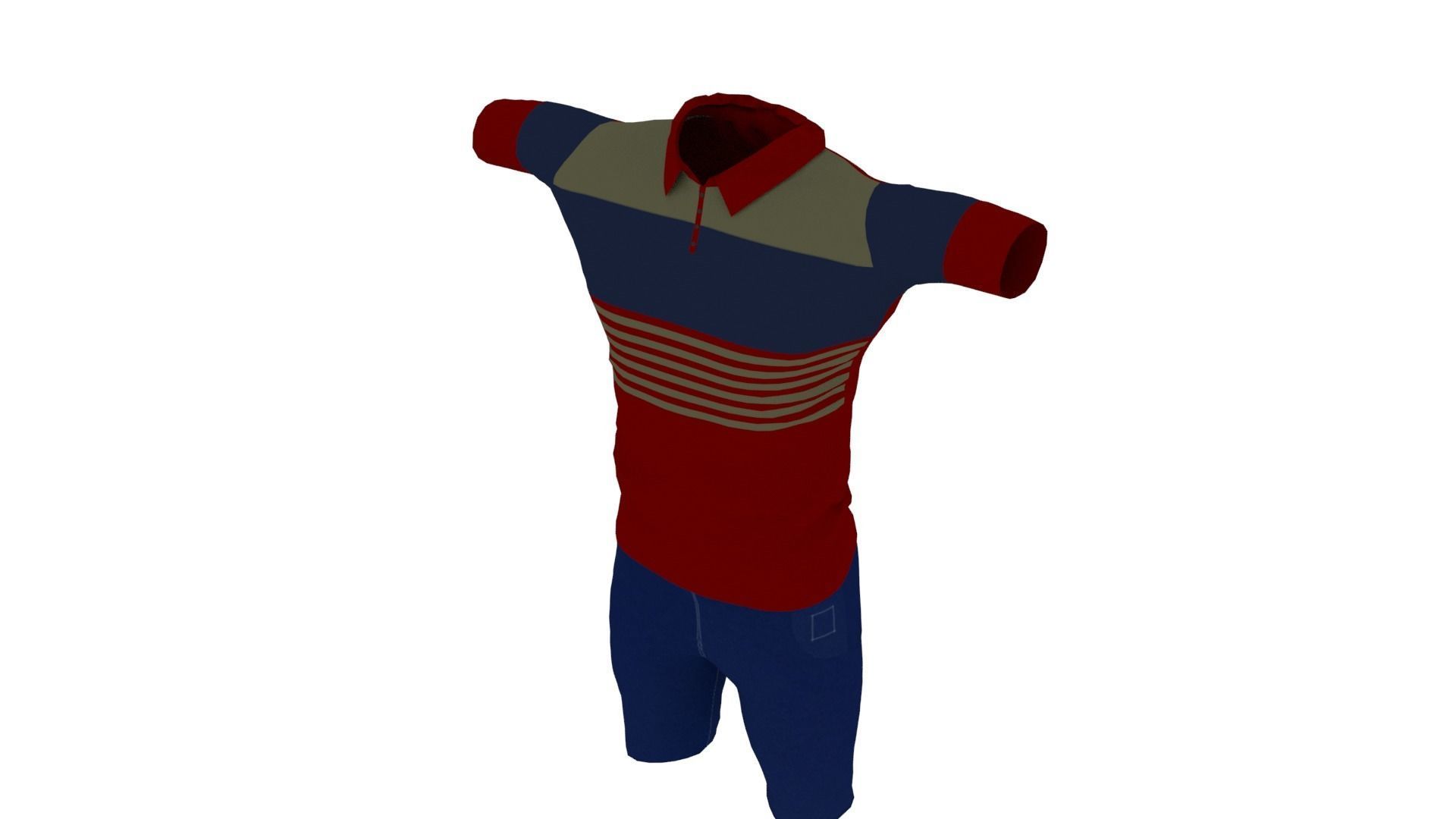 Male Clothing Low-poly 3D model_3