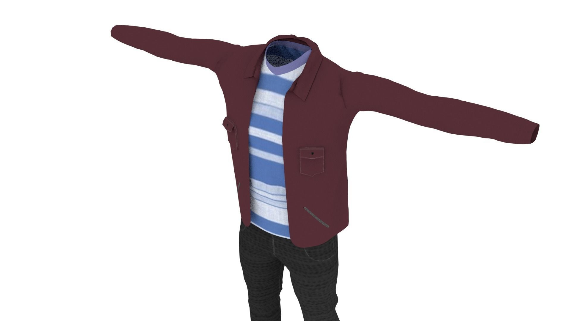 Male Clothing Low-poly 3D model_4