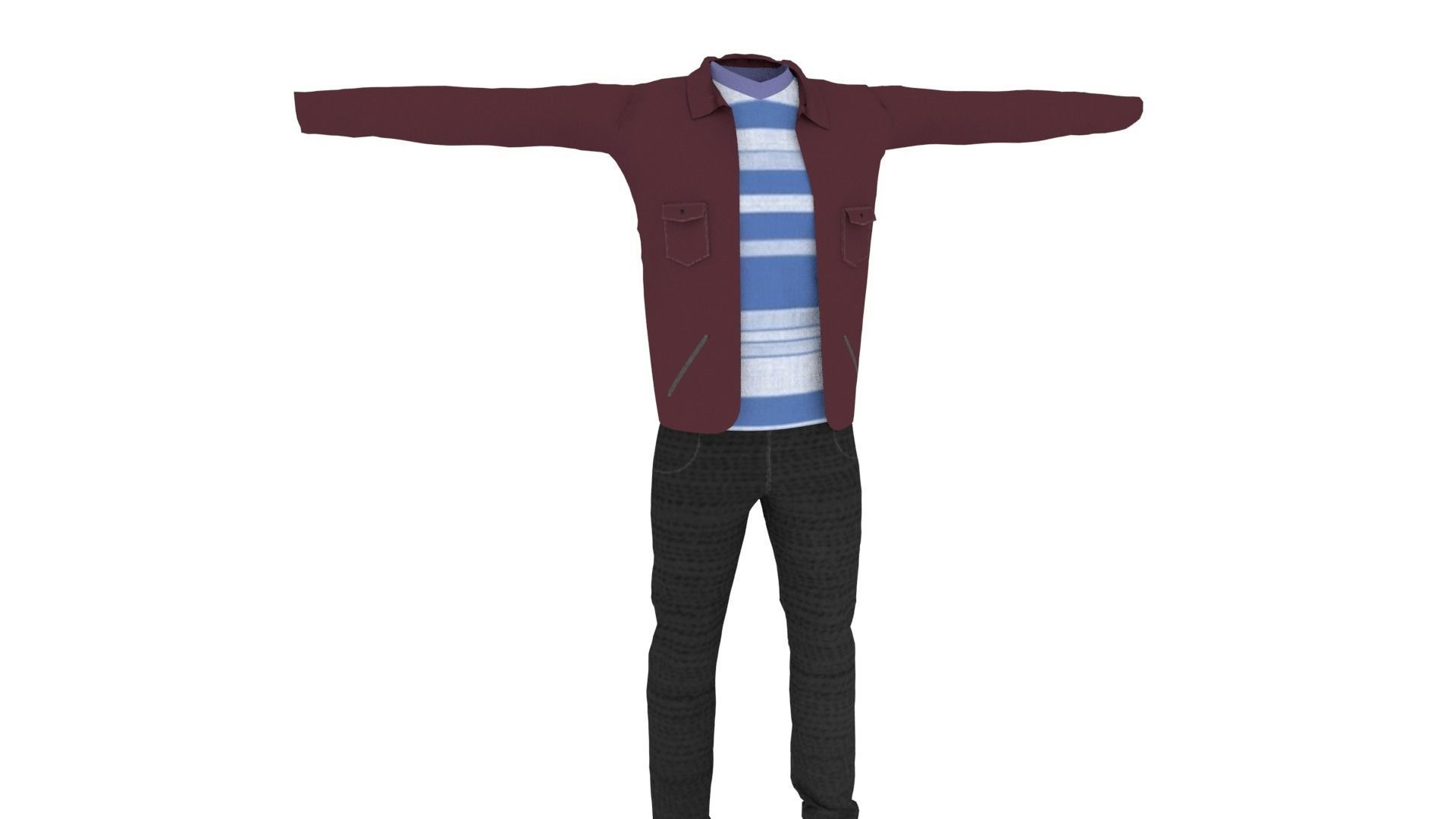 Male Clothing Low-poly 3D model_1