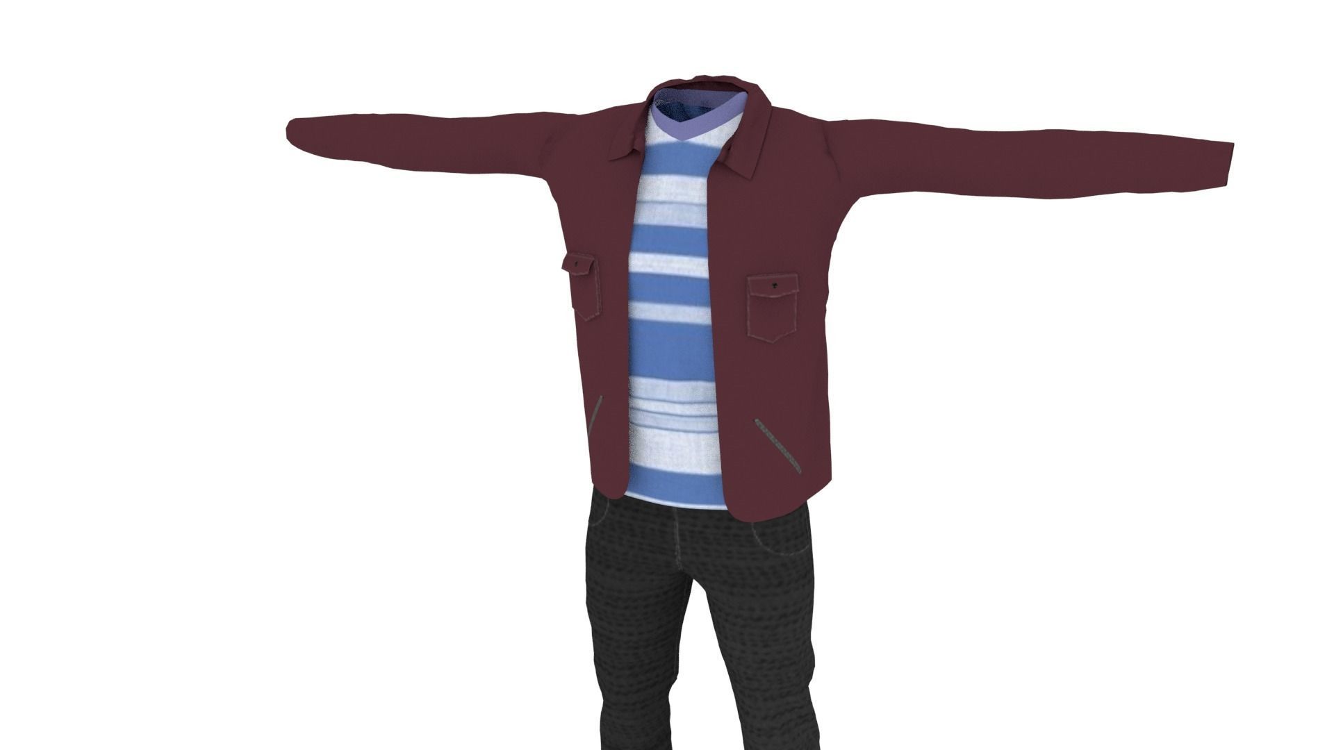 Male Clothing Low-poly 3D model_2