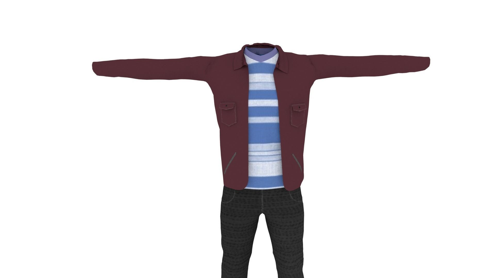 Male Clothing Low-poly 3D model_3