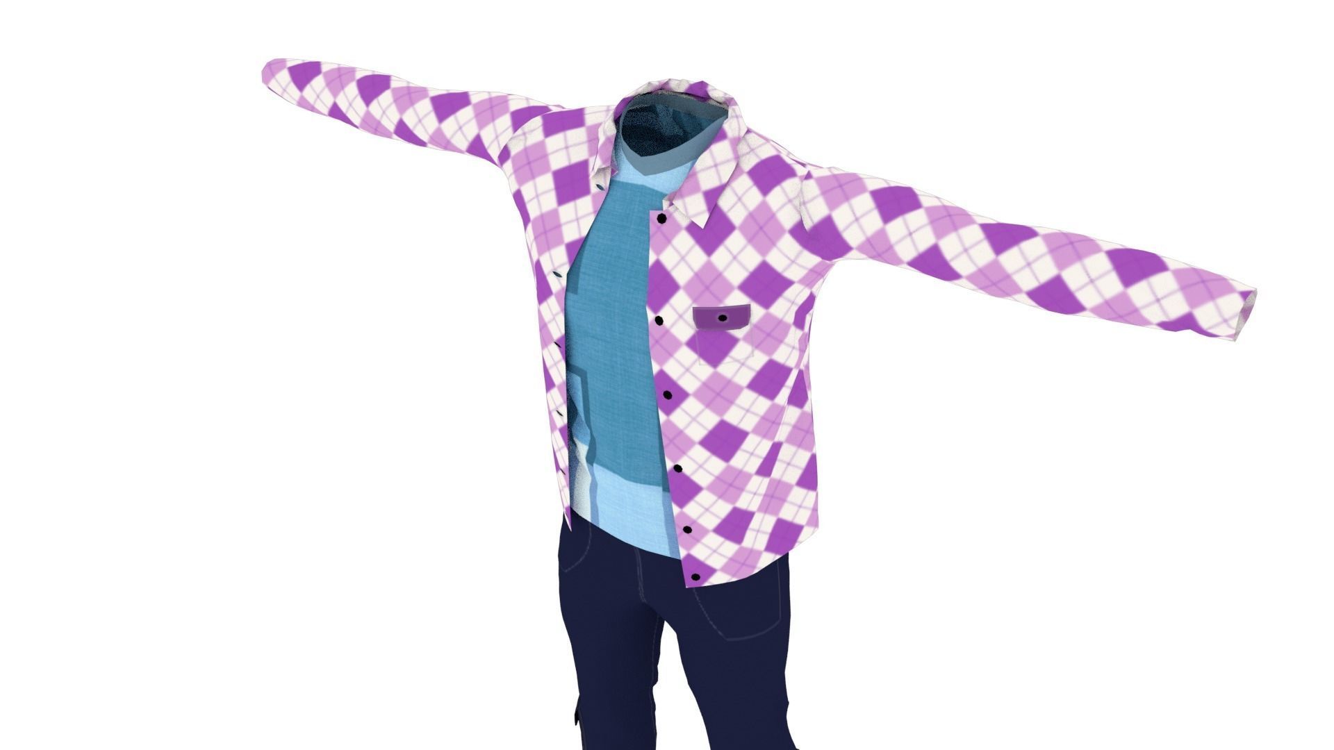 Clothing Low-poly 3D model_3